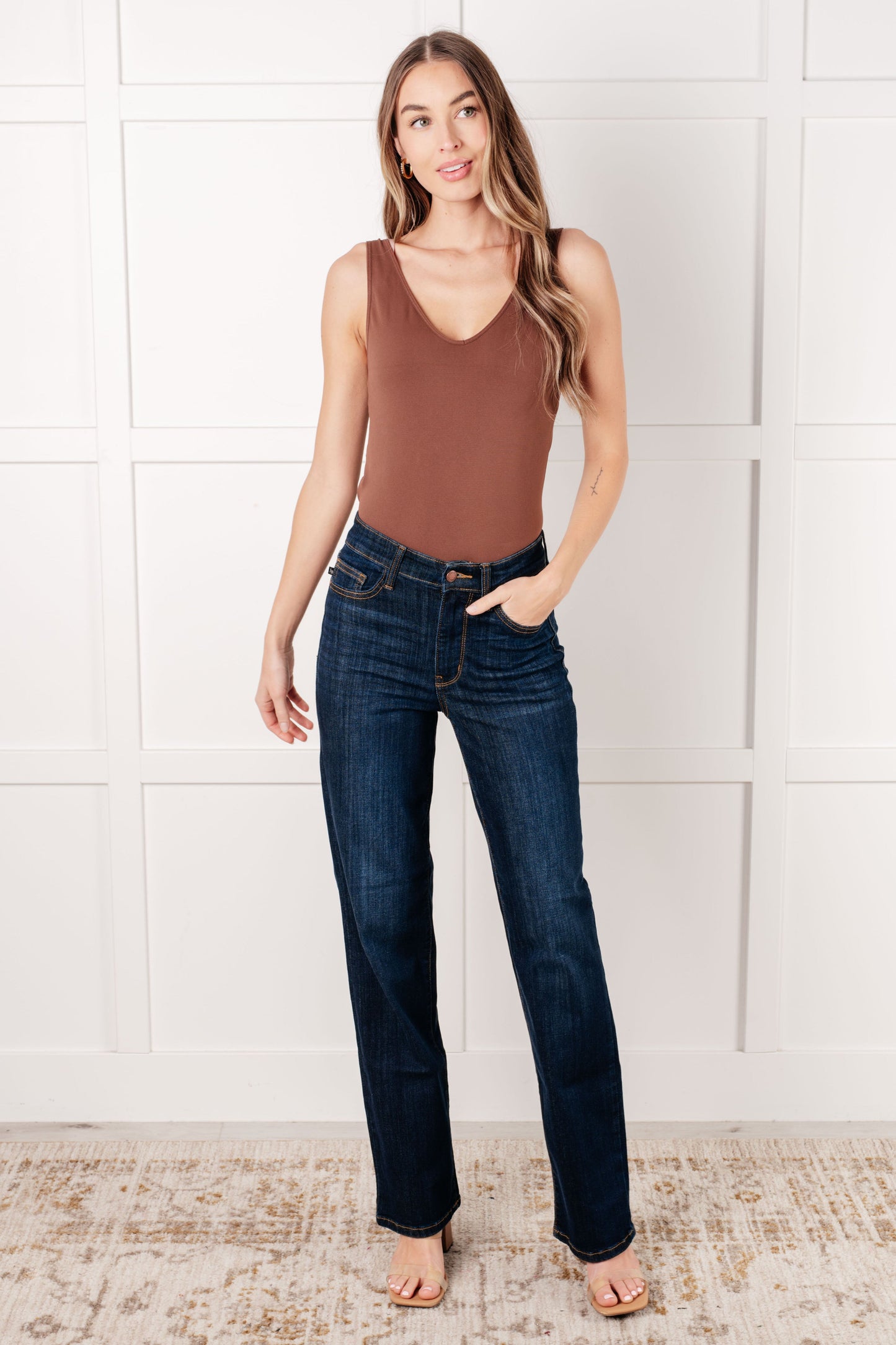 Alaina High Rise Classic Straight Jeans-Denim-Modish Lily, Tecumseh Michigan