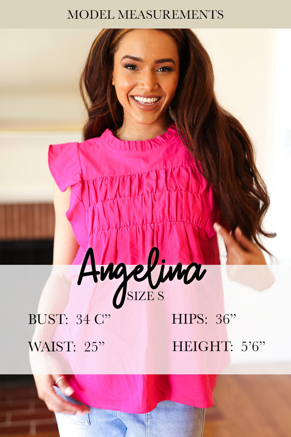 Summer Days Fuchsia Banded V Neck Flutter Sleeve Top-2024 Blow-Out Sale-Modish Lily, Tecumseh Michigan