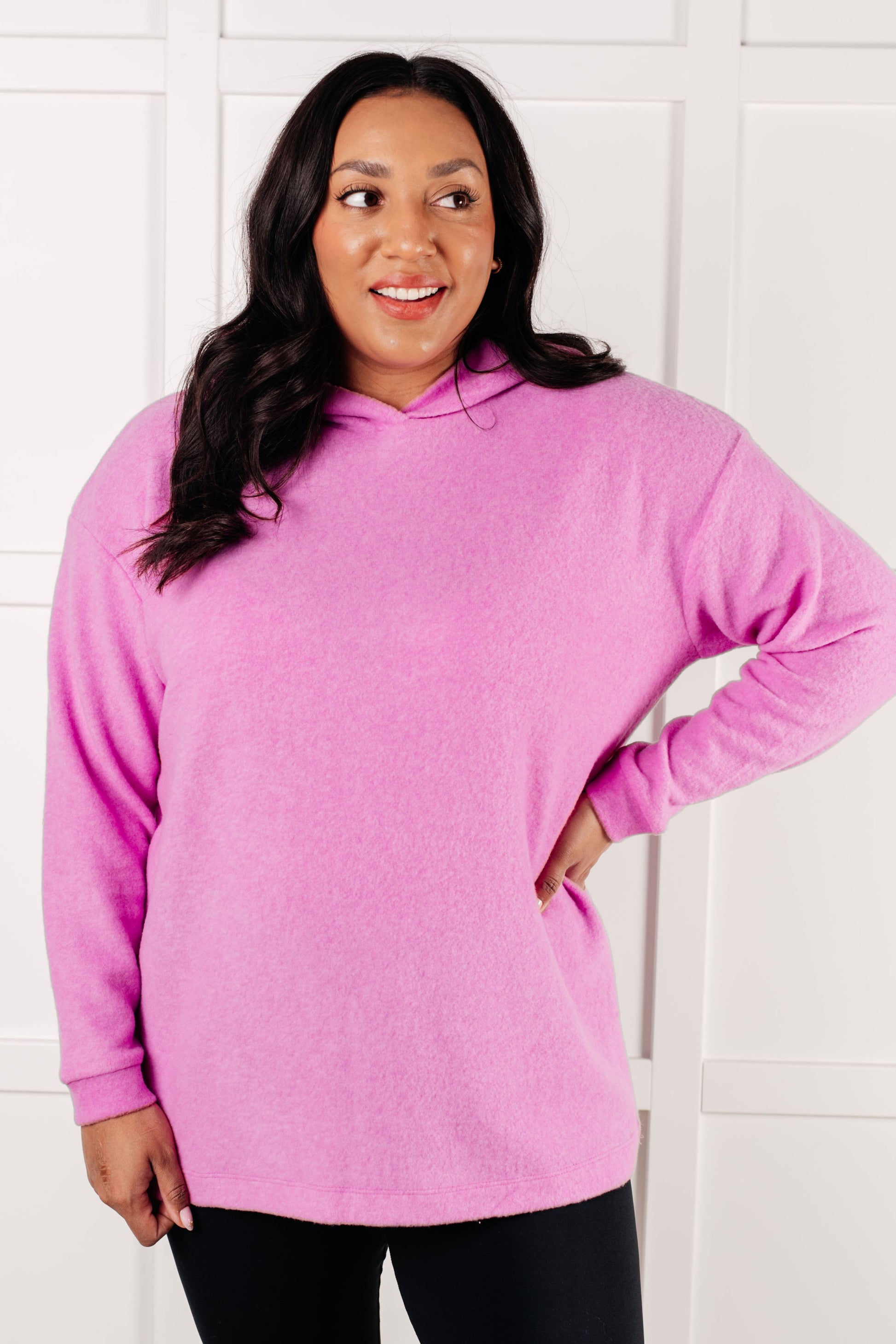 Basically My Favorite Hooded Pullover in Bright Mauve-Tops-Modish Lily, Tecumseh Michigan