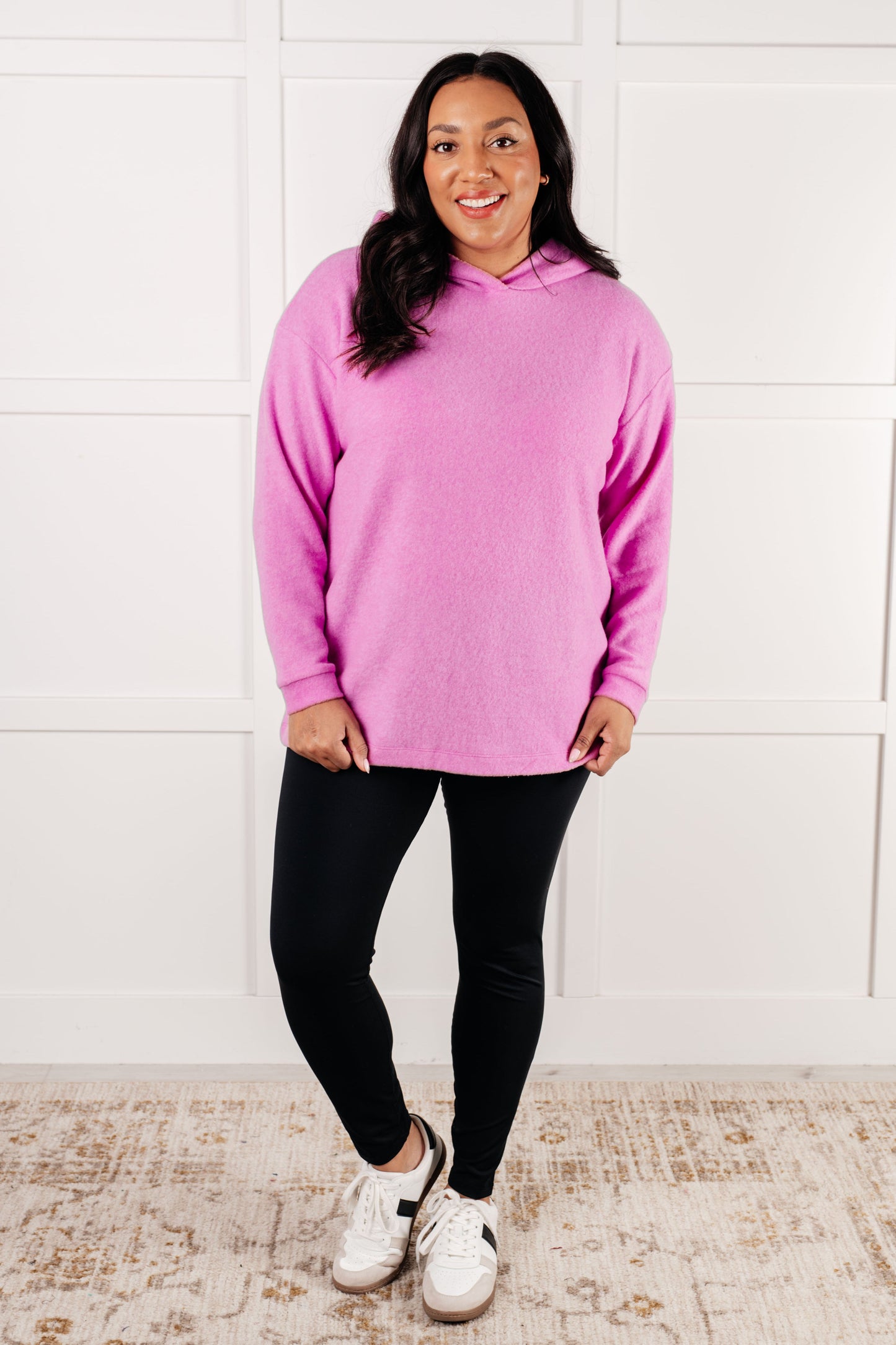 Basically My Favorite Hooded Pullover in Bright Mauve-Tops-Modish Lily, Tecumseh Michigan