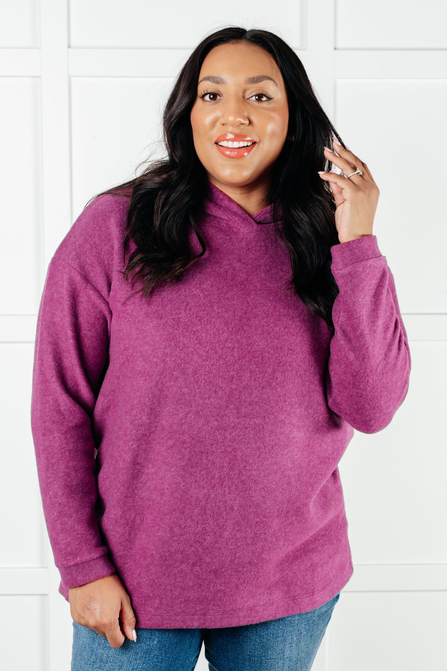 Basically My Favorite Hooded Pullover in Light Plum-Tops-Modish Lily, Tecumseh Michigan