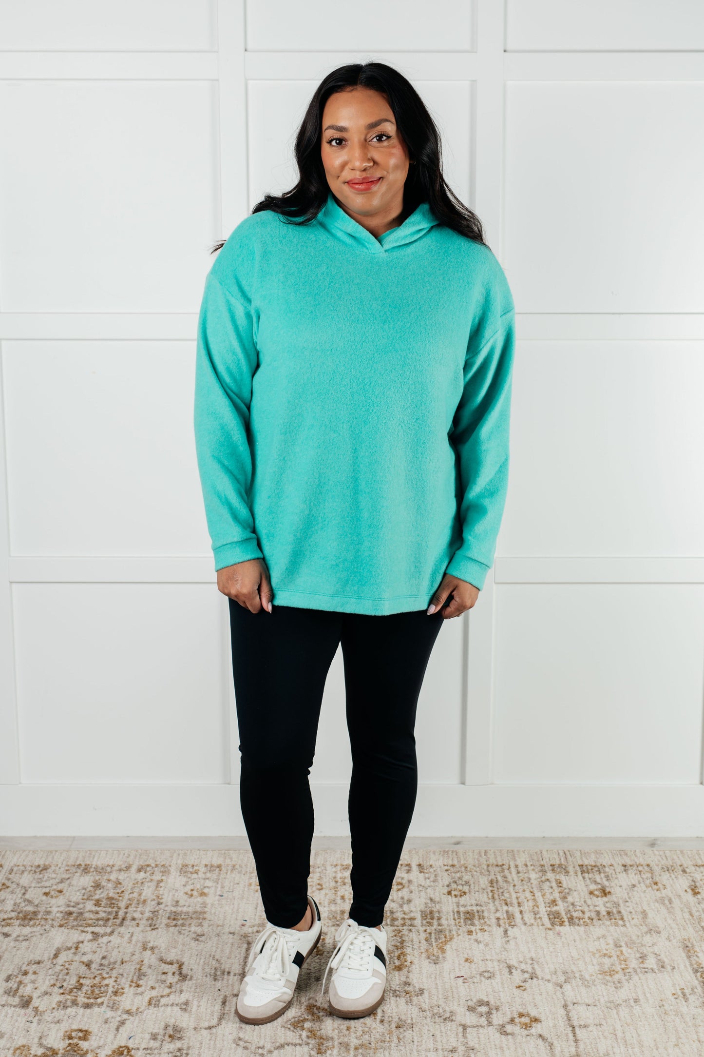 Basically My Favorite Hooded Pullover in Turquoise-Tops-Modish Lily, Tecumseh Michigan