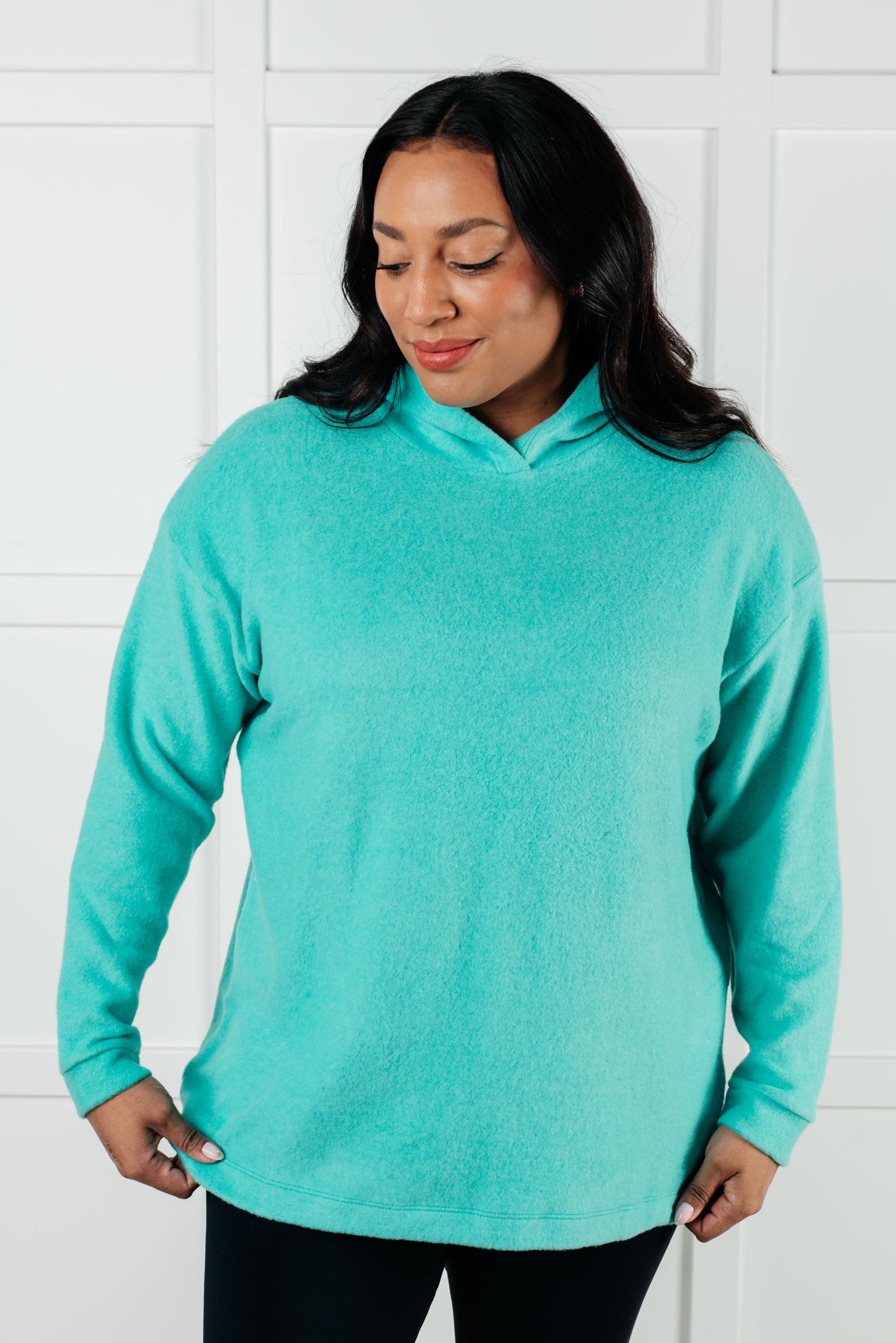 Basically My Favorite Hooded Pullover in Turquoise-Tops-Modish Lily, Tecumseh Michigan