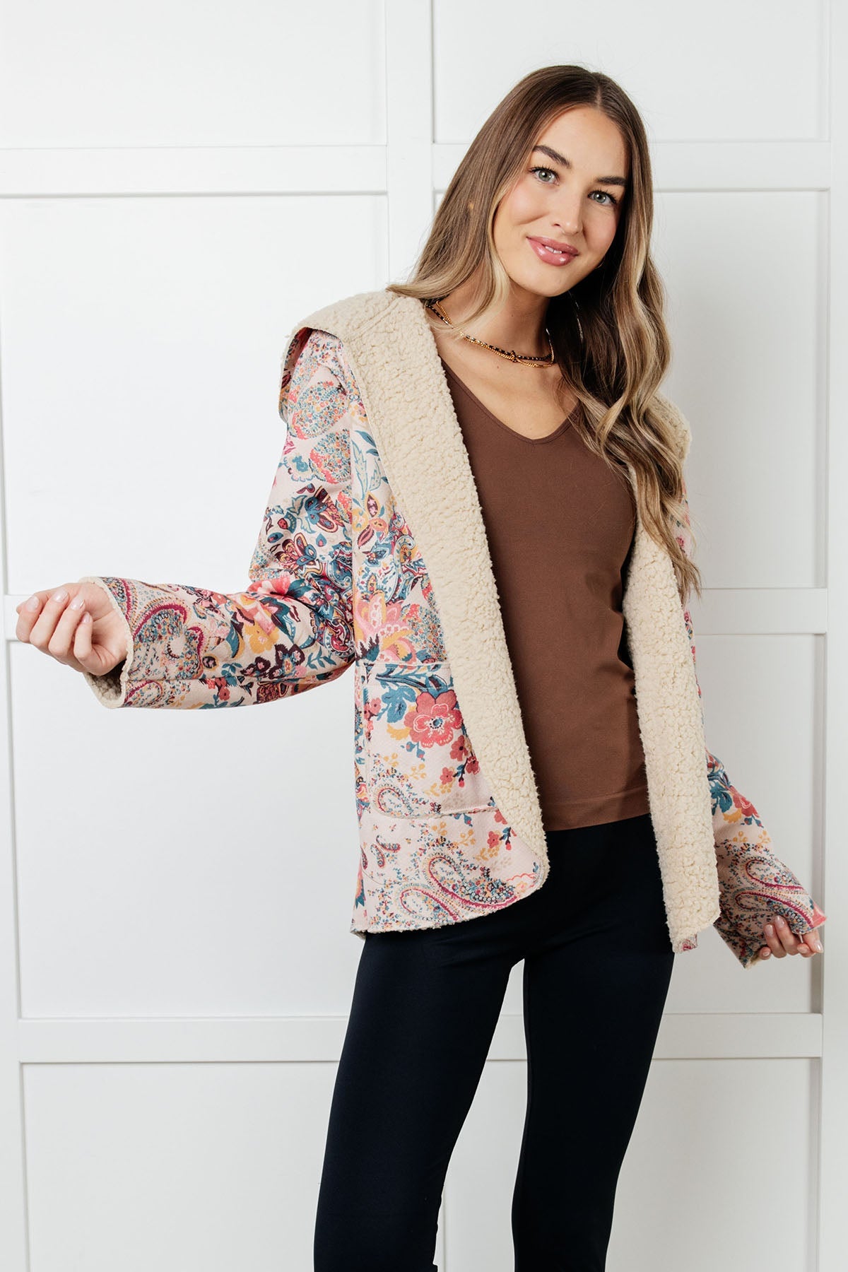 Beautiful Things Sherpa Lined Hoodie-Layers-Modish Lily, Tecumseh Michigan