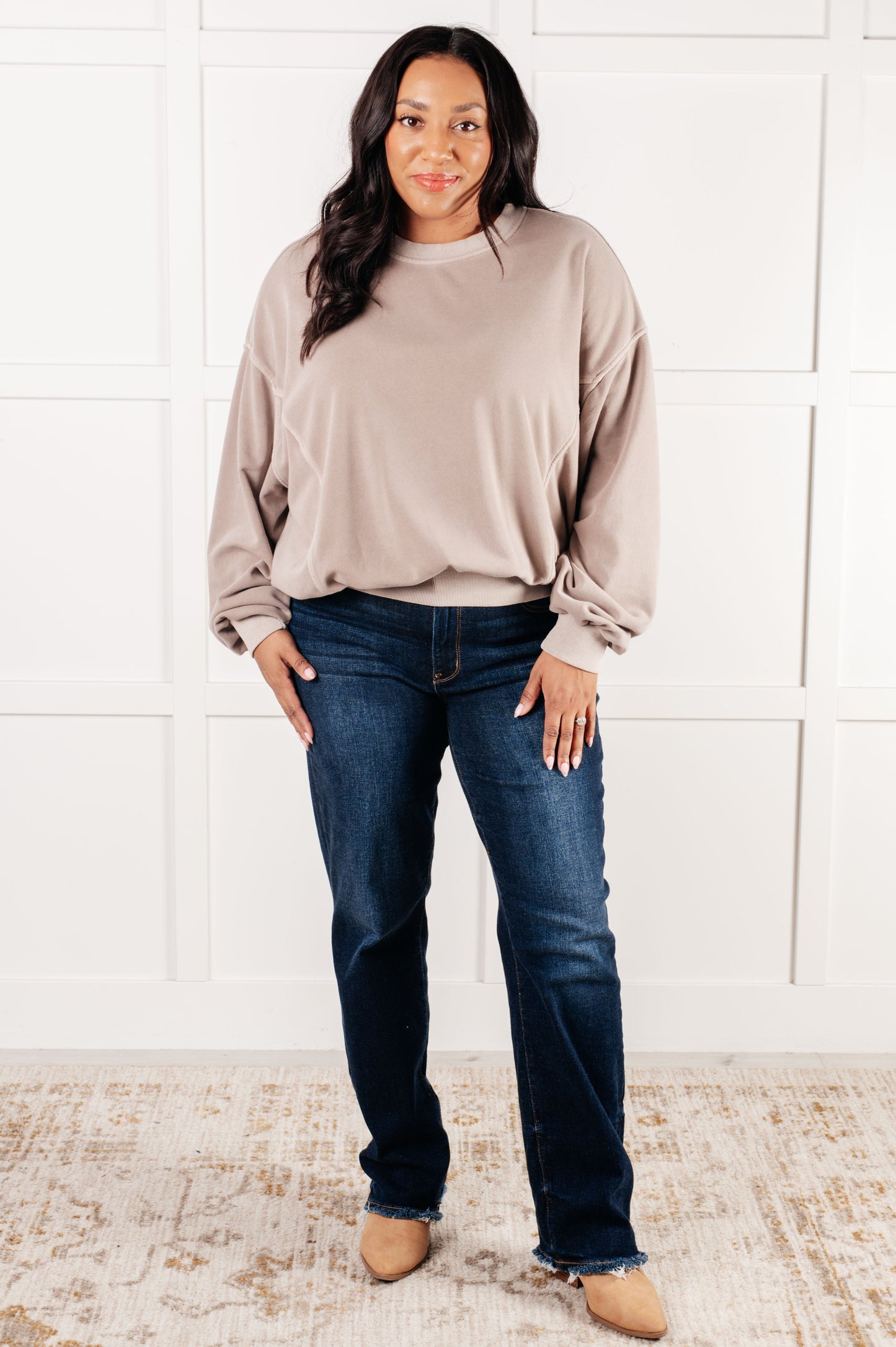 Beyond the Basics Pullover in Ash Mocha-Tops-Modish Lily, Tecumseh Michigan