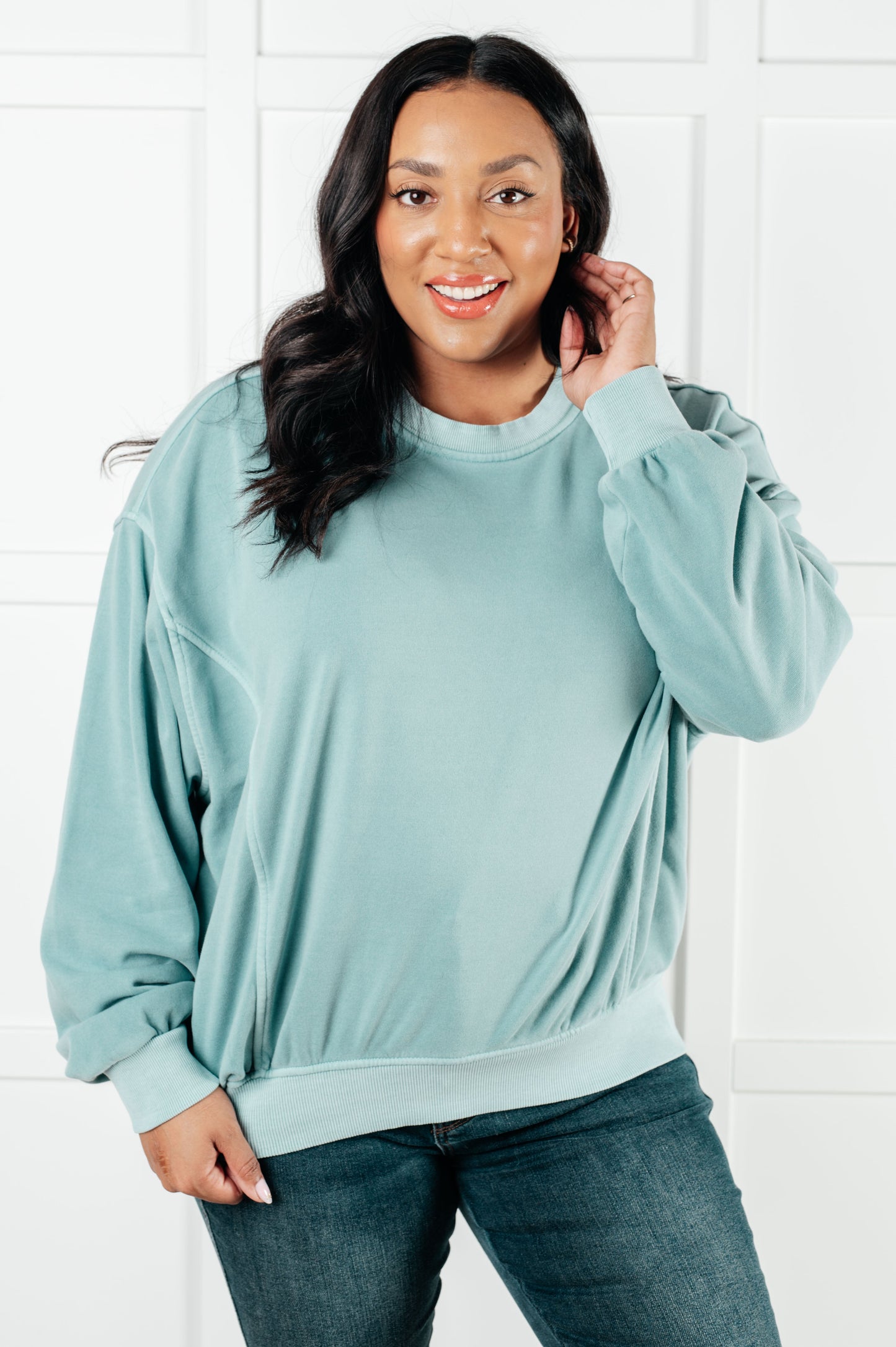 Beyond the Basics Pullover in Blue Grey-Tops-Modish Lily, Tecumseh Michigan