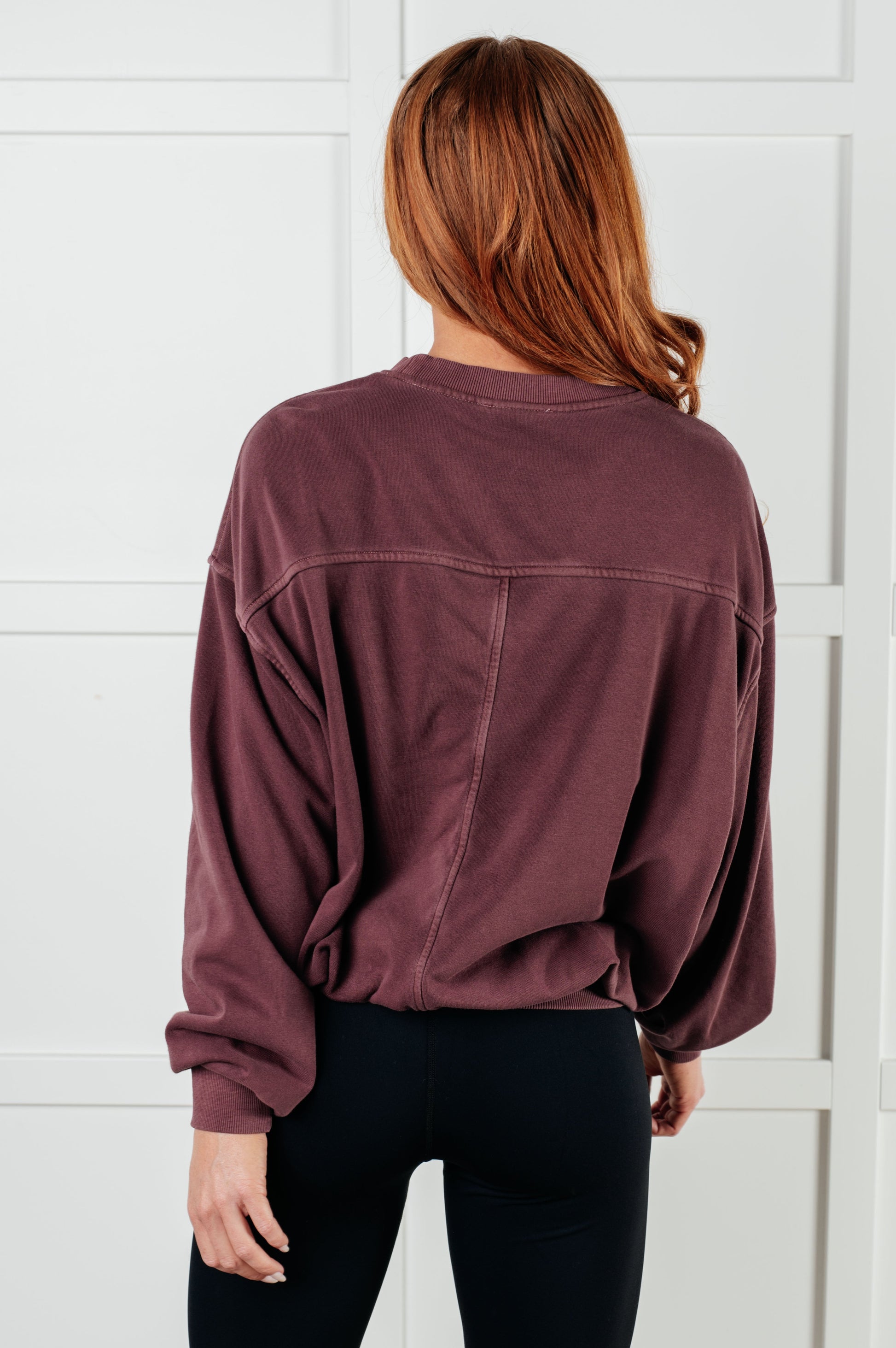 Beyond the Basics Pullover in Eggplant-Tops-Modish Lily, Tecumseh Michigan