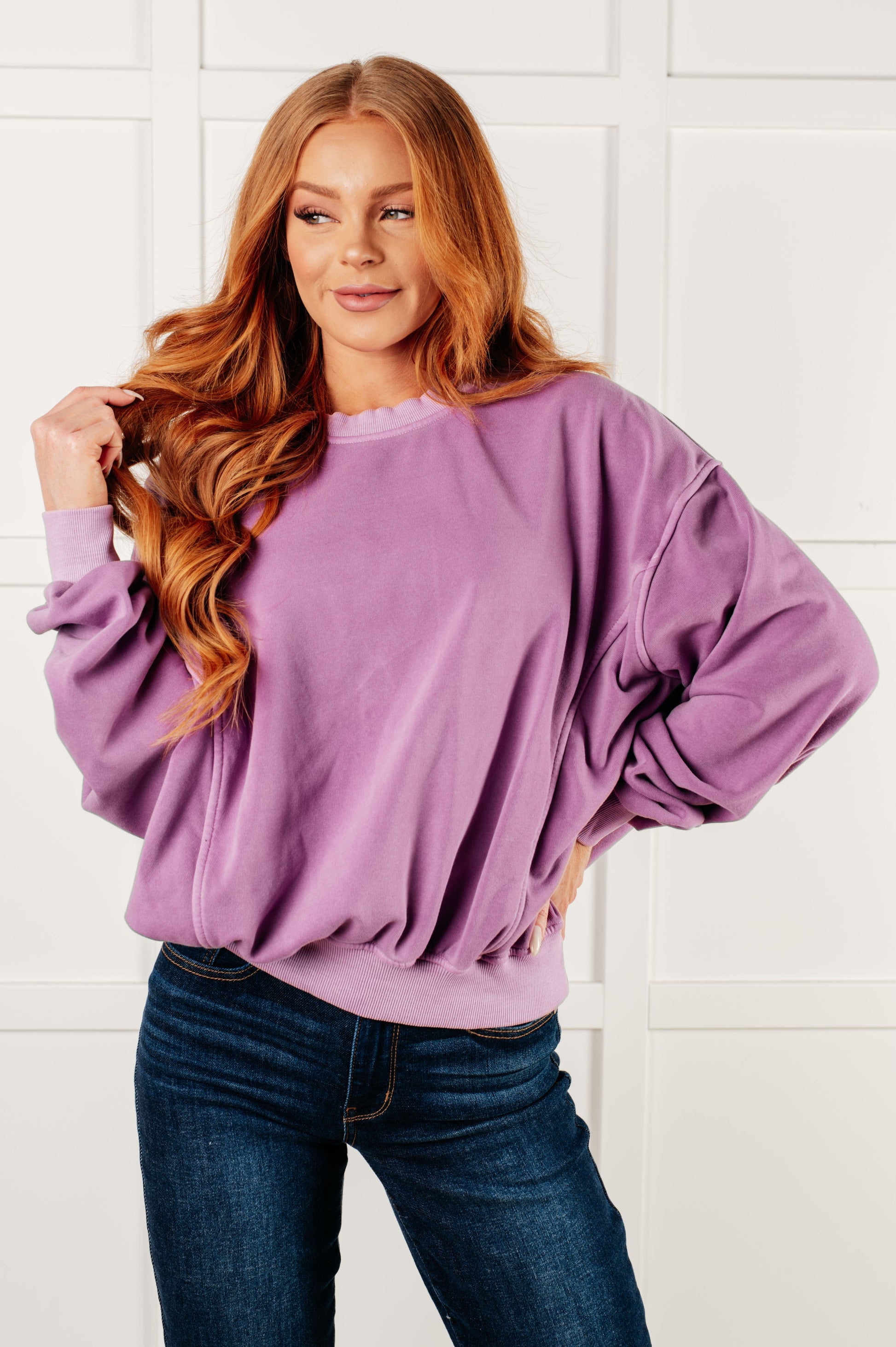 Beyond the Basics Pullover in Violet-Tops-Modish Lily, Tecumseh Michigan