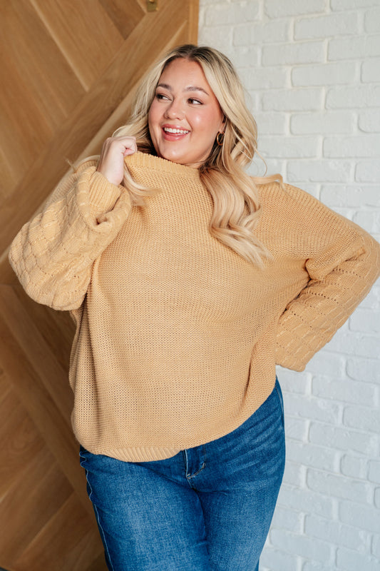 Bubbly Personality Bubble Sleeve Sweater in Wheat-Tops-Modish Lily, Tecumseh Michigan