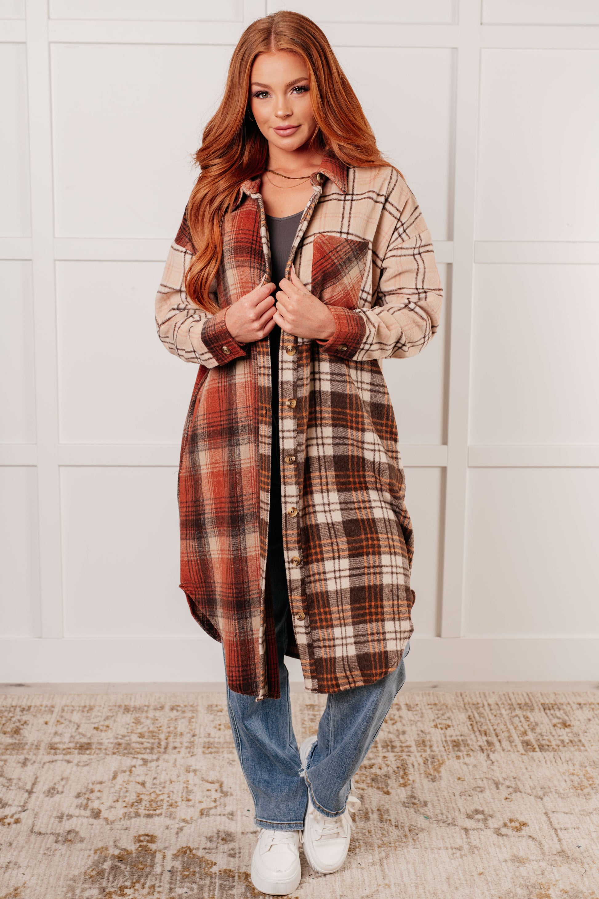 Cabin Fever Flannel Plaid Oversized Shacket-Layers-Modish Lily, Tecumseh Michigan