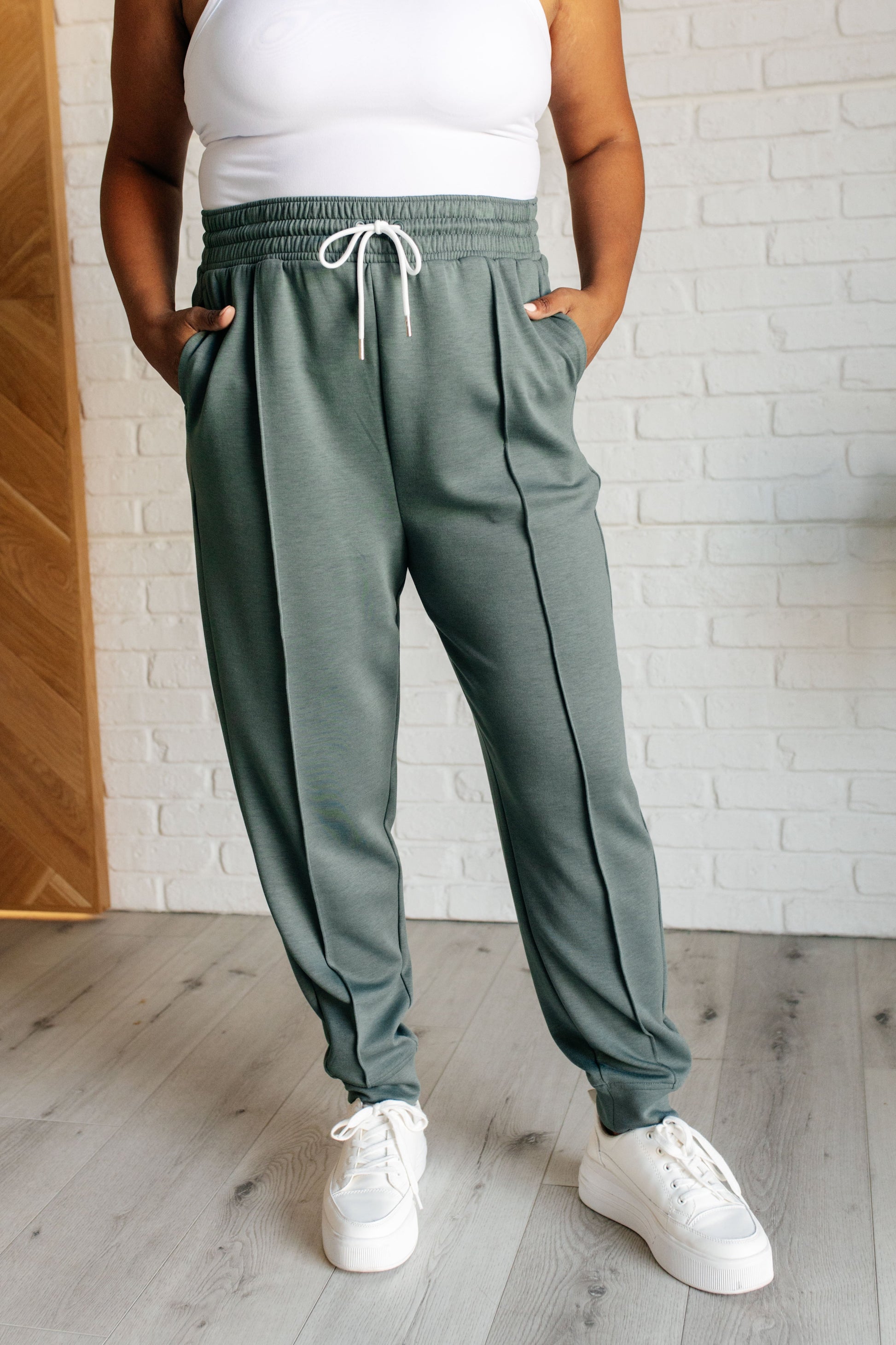 Center Seam Scuba Joggers in Ash Jade-Bottoms-Modish Lily, Tecumseh Michigan