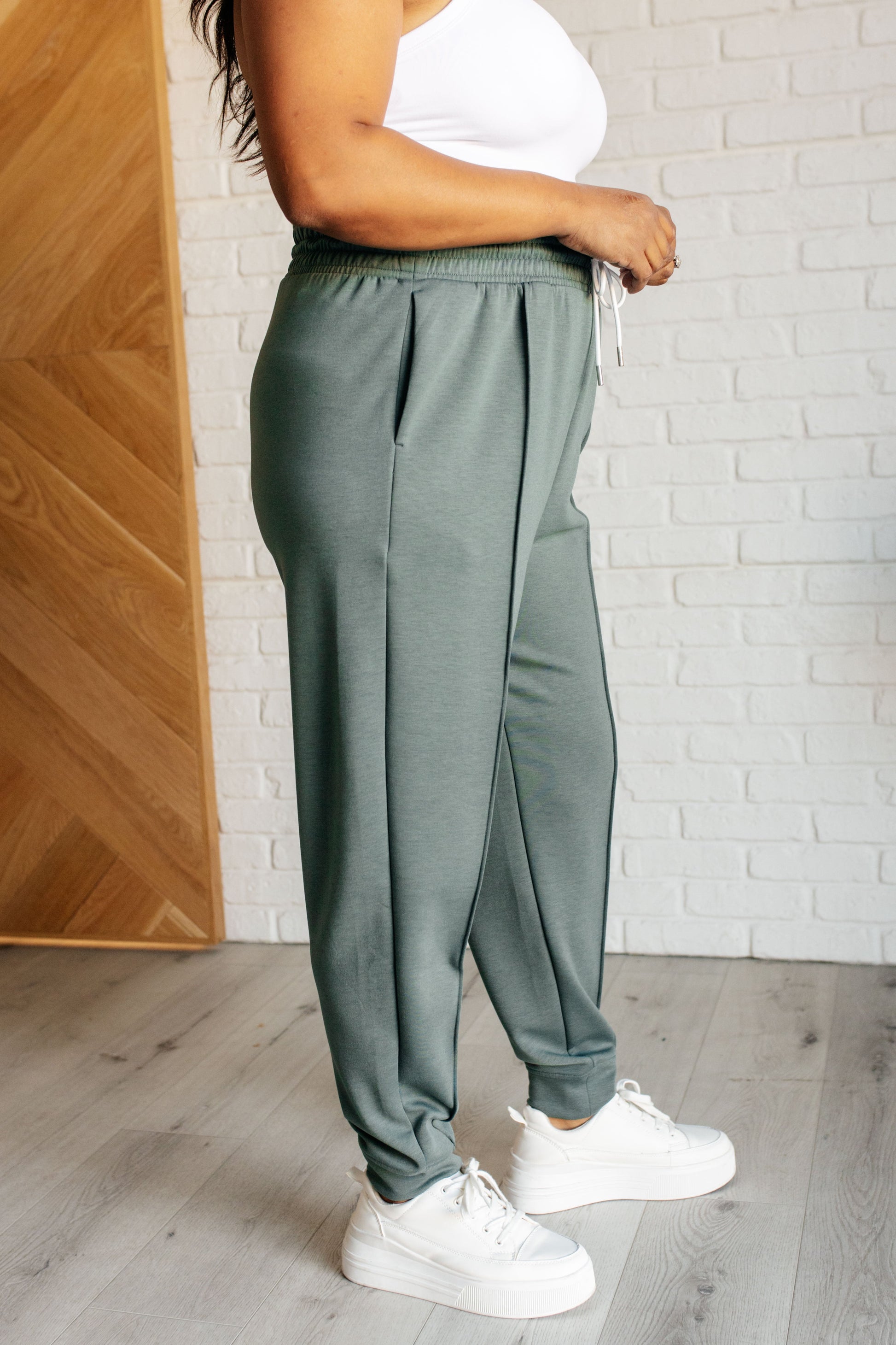 Center Seam Scuba Joggers in Ash Jade-Bottoms-Modish Lily, Tecumseh Michigan