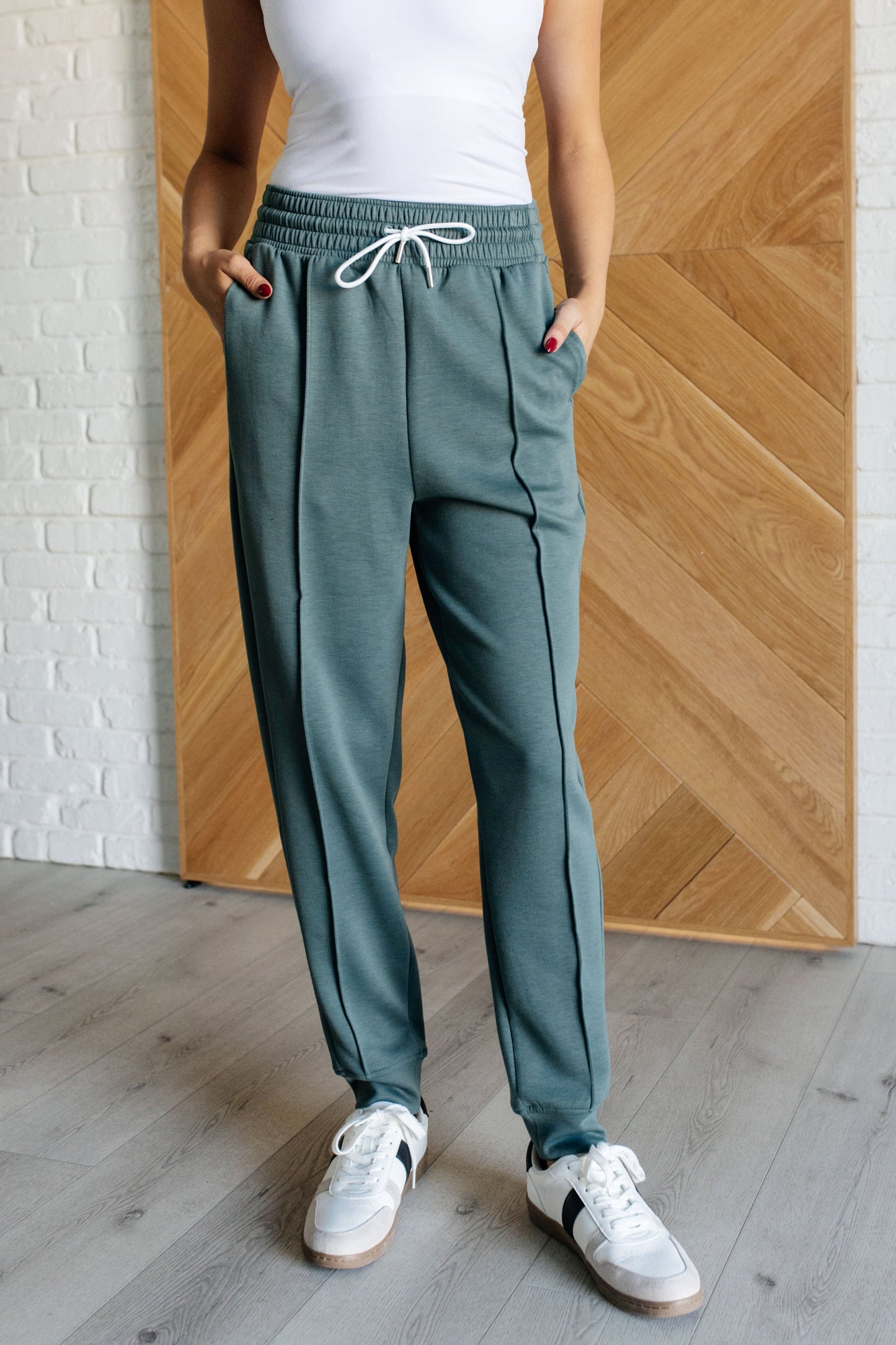 Center Seam Scuba Joggers in Ash Jade-Bottoms-Modish Lily, Tecumseh Michigan