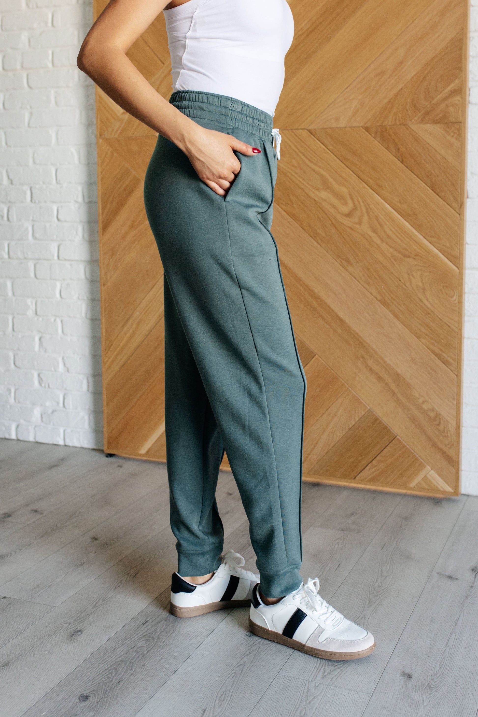 Center Seam Scuba Joggers in Ash Jade-Bottoms-Modish Lily, Tecumseh Michigan