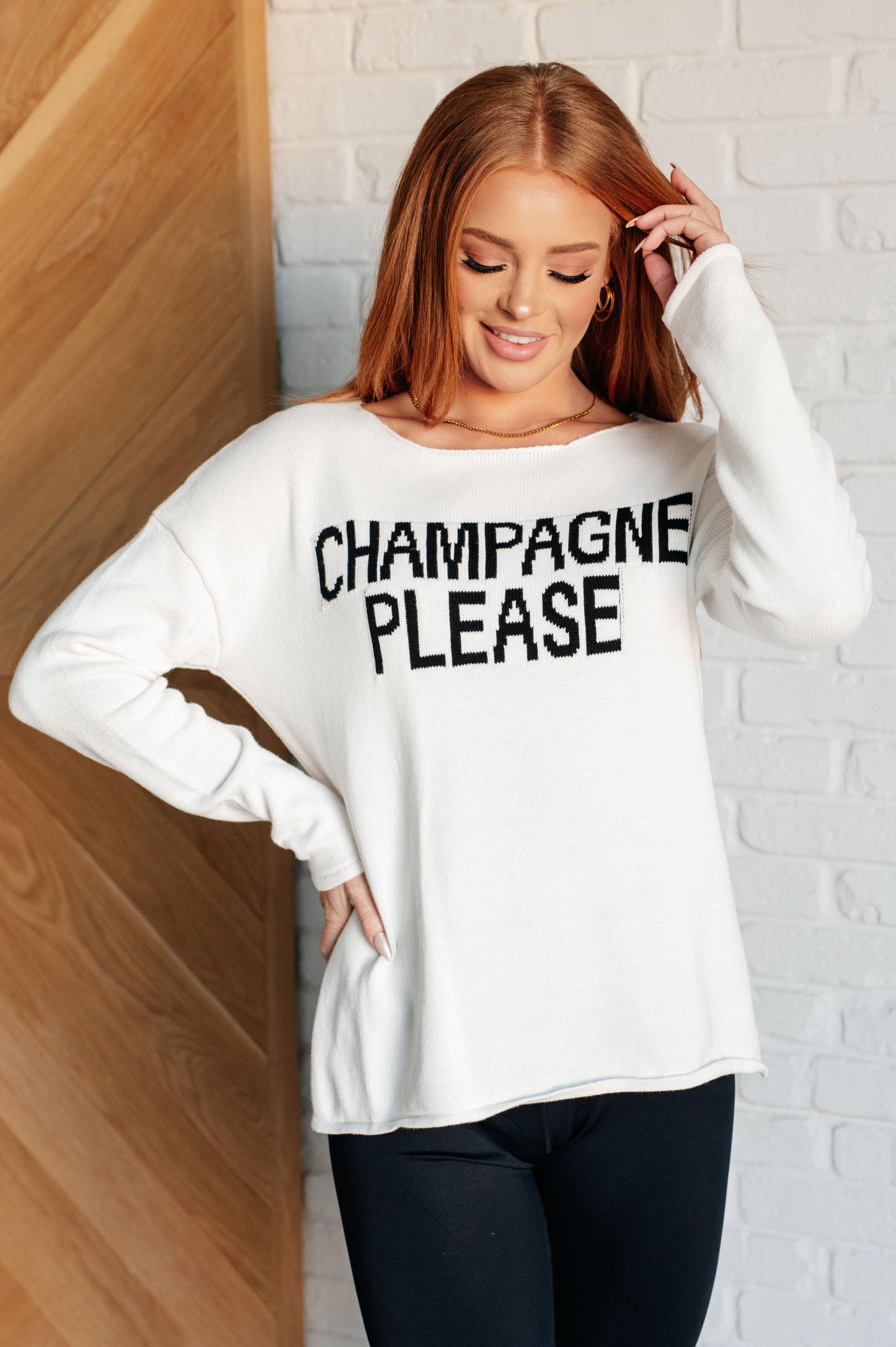 Champagne Please Lightweight Sweater-Tops-Modish Lily, Tecumseh Michigan