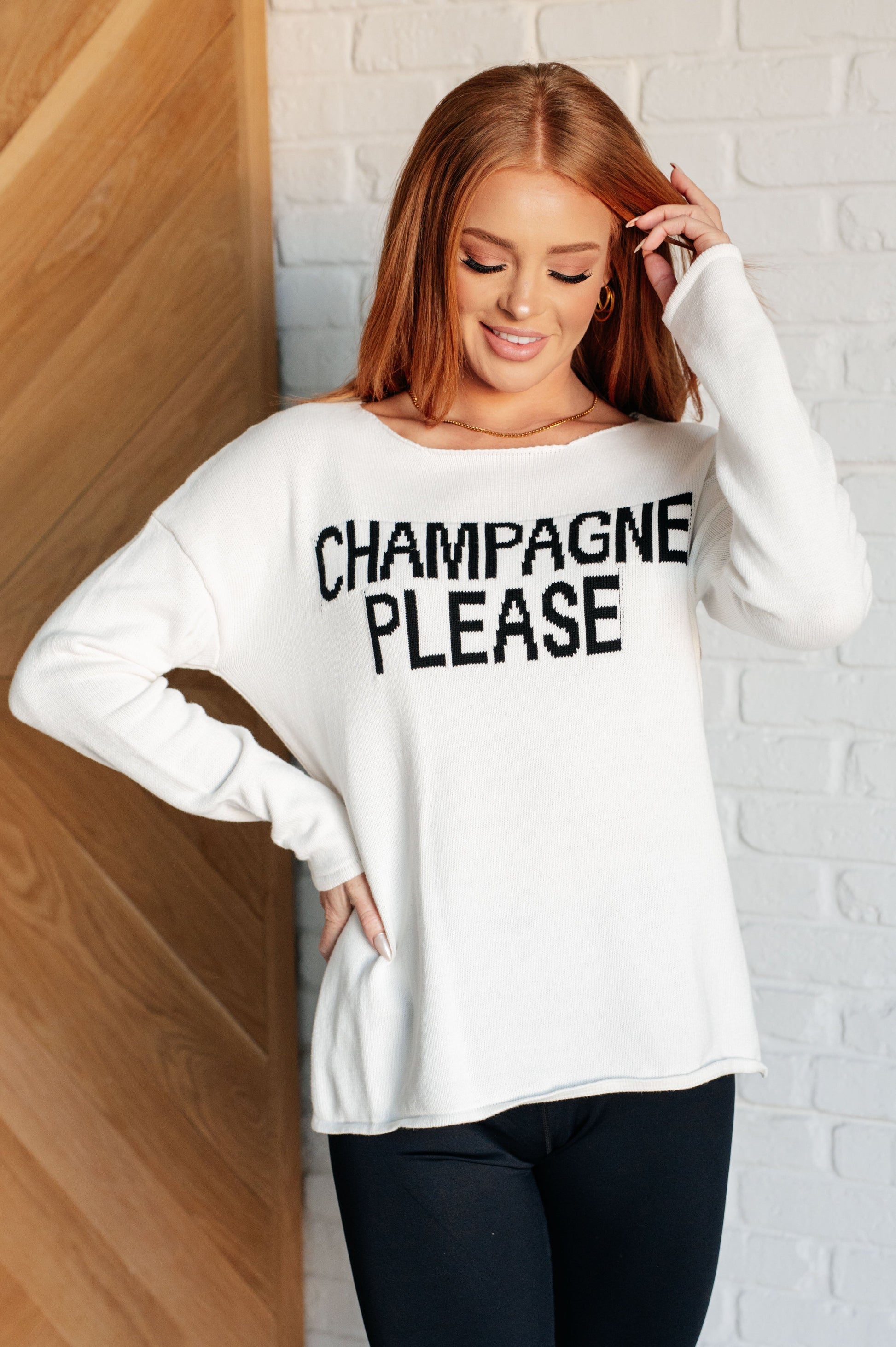 Champagne Please Lightweight Sweater-Tops-Modish Lily, Tecumseh Michigan