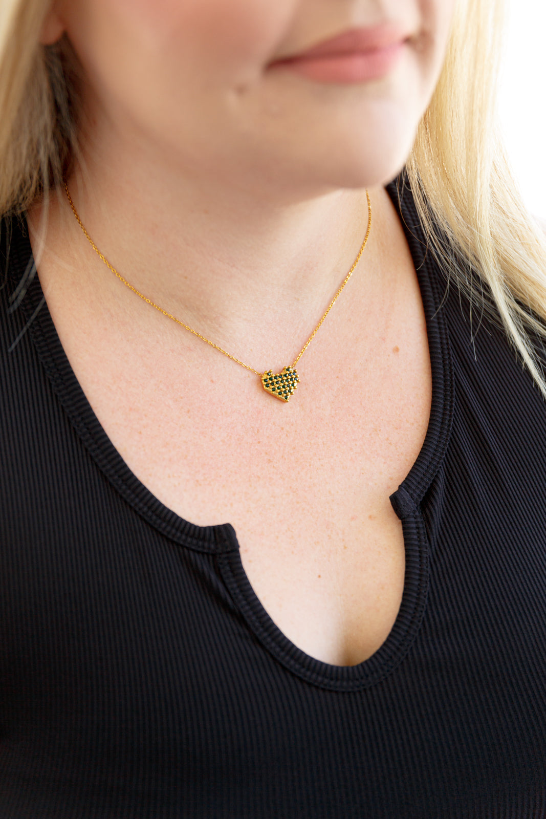 Checkered Heart Necklace-Accessories-Modish Lily, Tecumseh Michigan