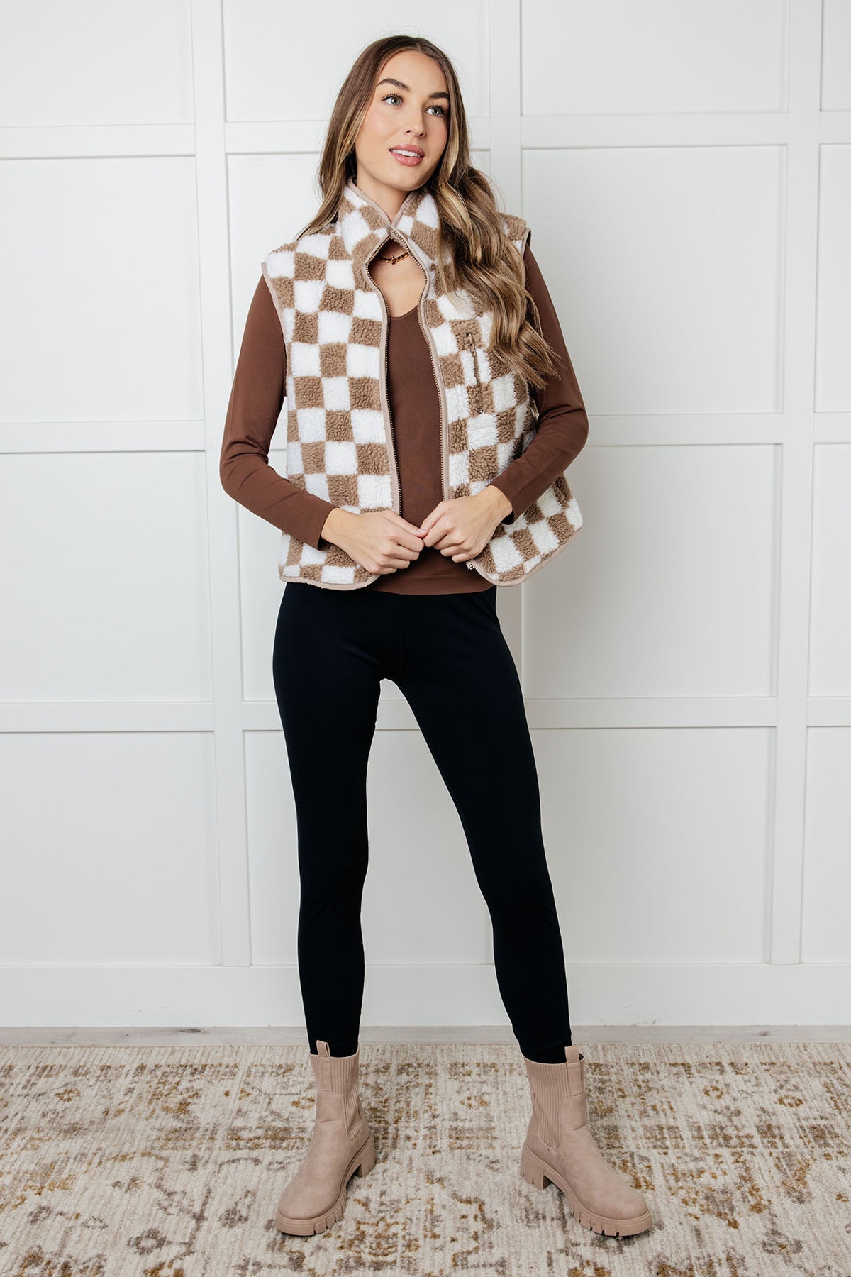 Check it Out Checkered Fleece Vest-Layers-Modish Lily, Tecumseh Michigan