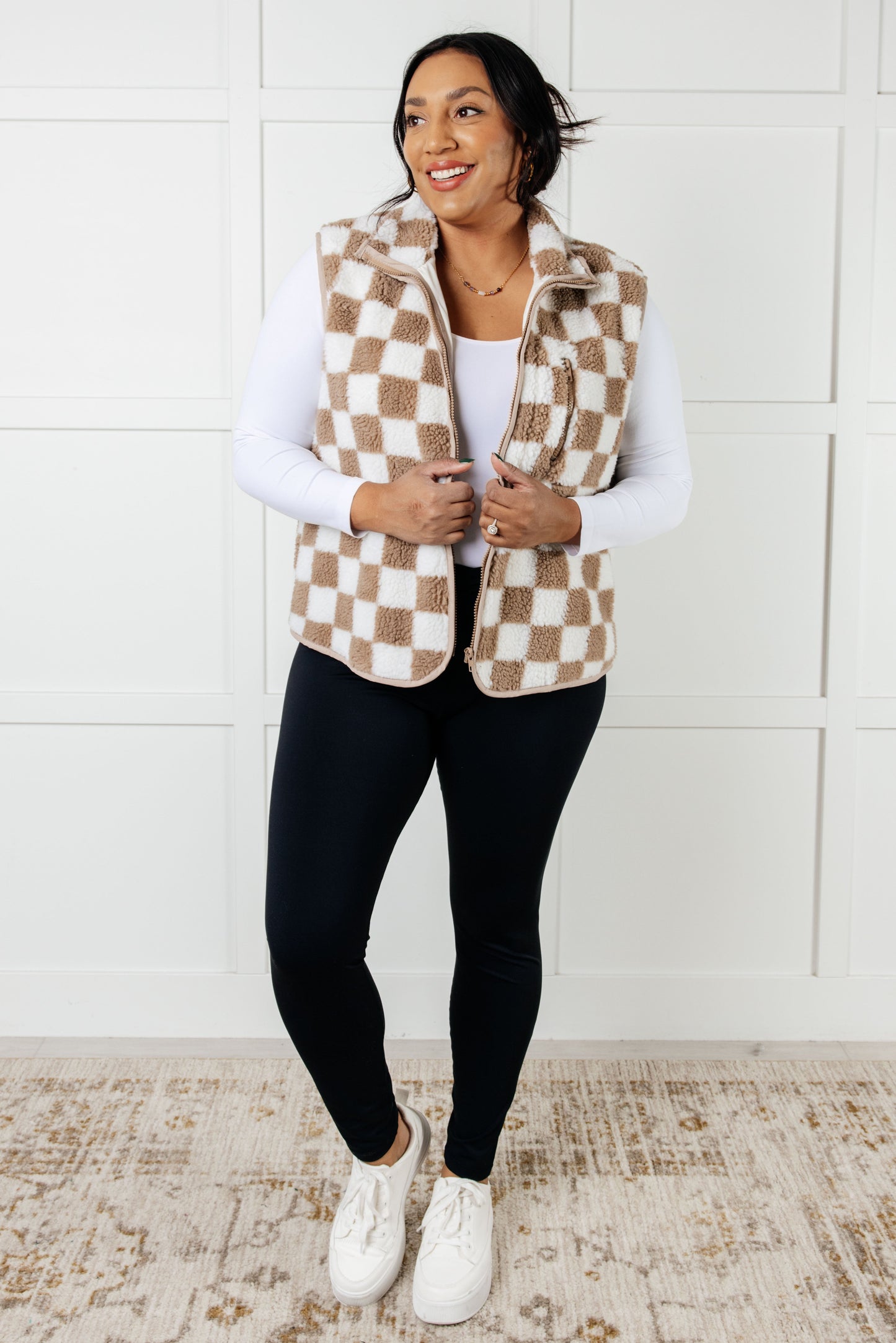 Check it Out Checkered Fleece Vest-Layers-Modish Lily, Tecumseh Michigan