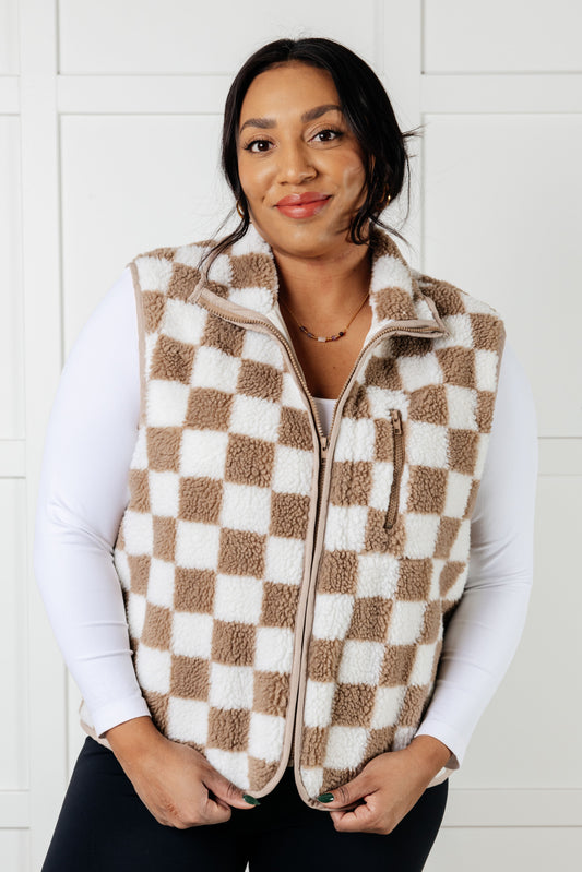 Check it Out Checkered Fleece Vest-Layers-Modish Lily, Tecumseh Michigan