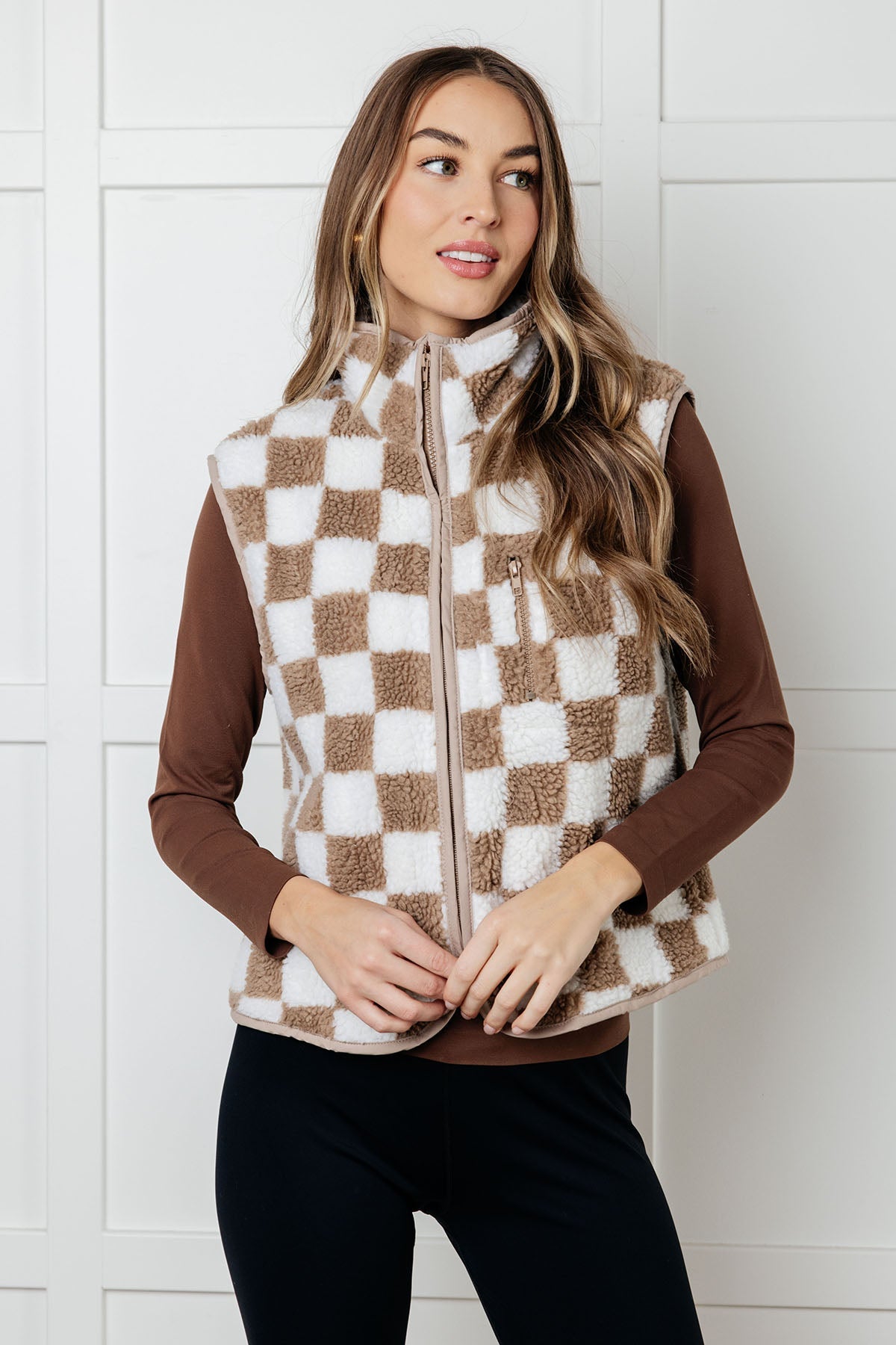 Check it Out Checkered Fleece Vest-Layers-Modish Lily, Tecumseh Michigan