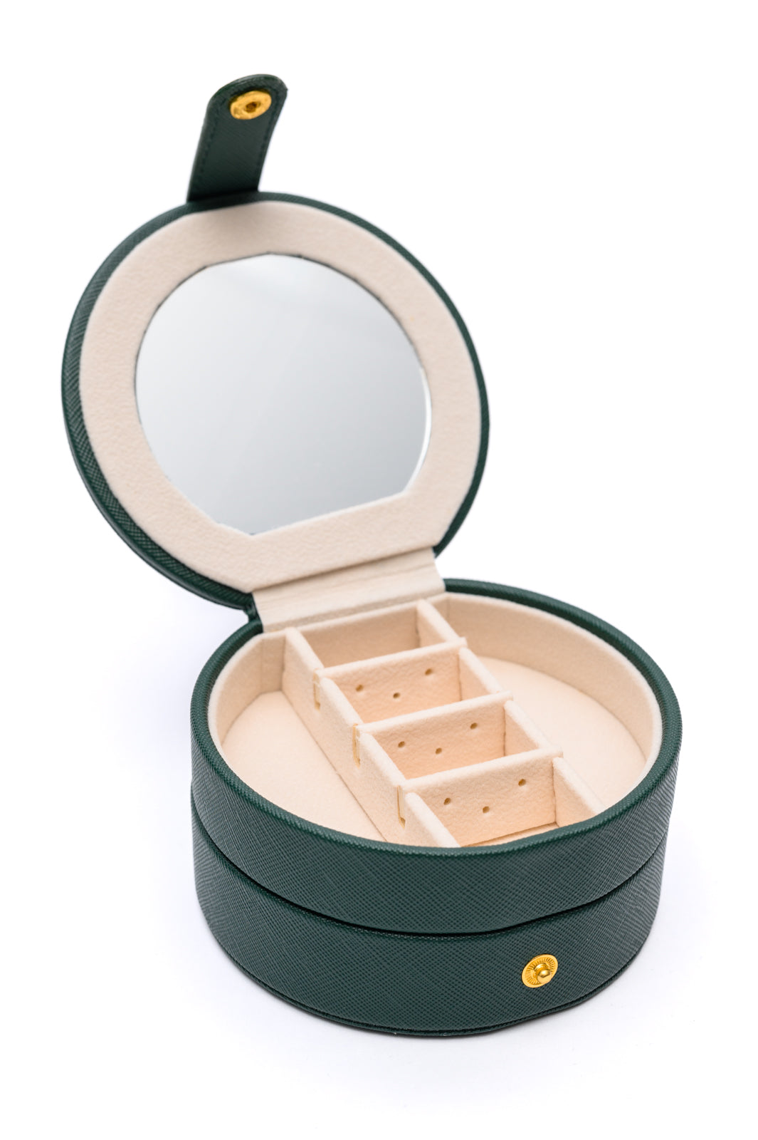 Circular Travel Jewelry Case in Green-Home & Decor-Modish Lily, Tecumseh Michigan