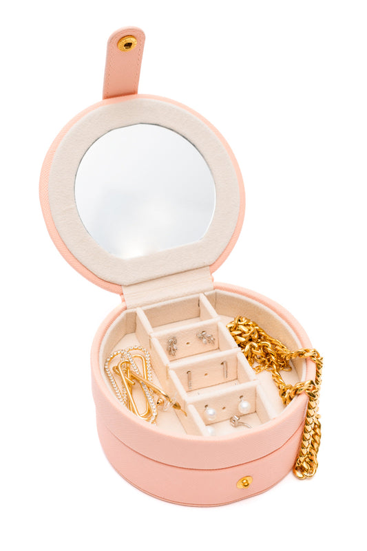 Circular Travel Jewelry Case in Pink-Home & Decor-Modish Lily, Tecumseh Michigan