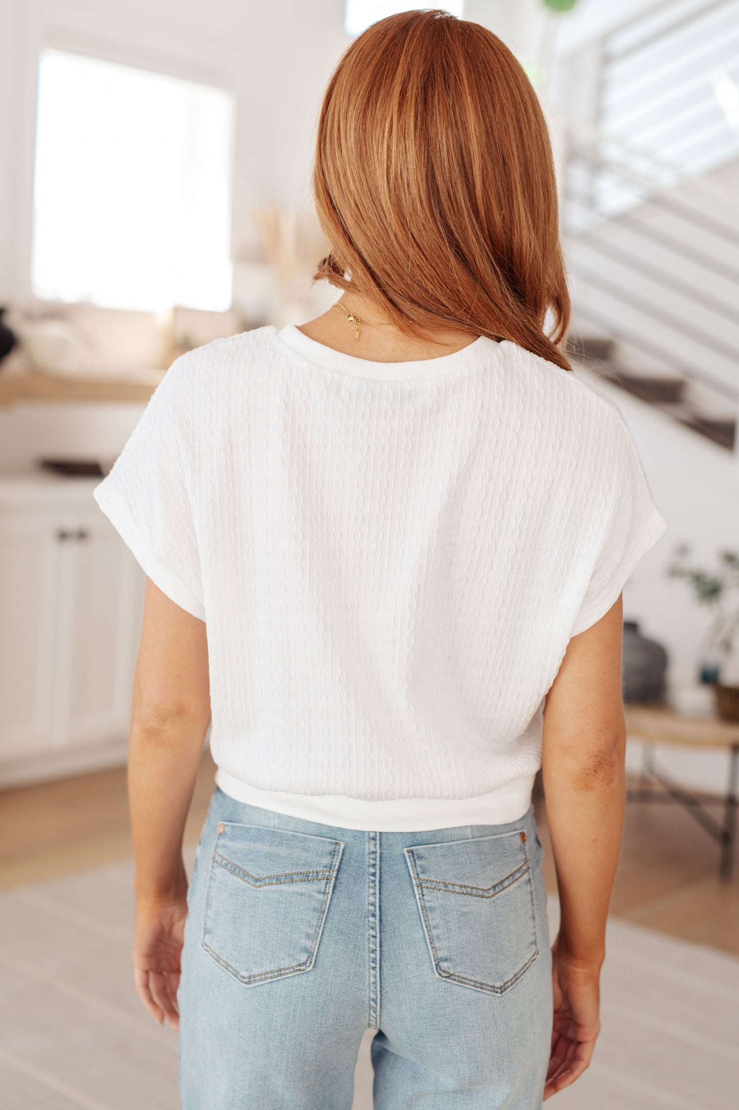 Clearly Classic Short Sleeve Top in White-Tops-Modish Lily, Tecumseh Michigan