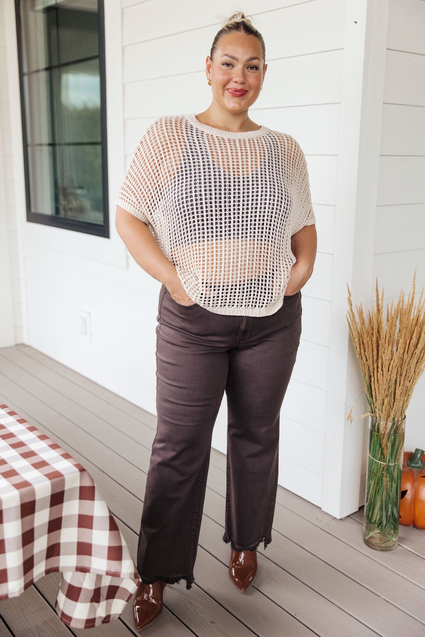 Coastal Dreams Fishnet Top in Cream-Tops-Modish Lily, Tecumseh Michigan