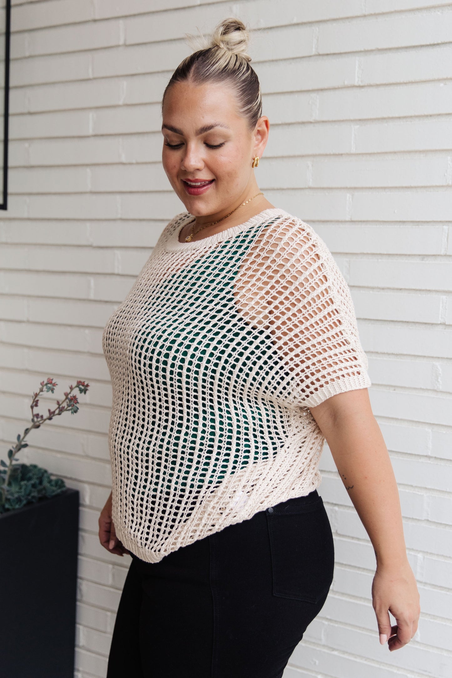 Coastal Dreams Fishnet Top in Cream-Tops-Modish Lily, Tecumseh Michigan