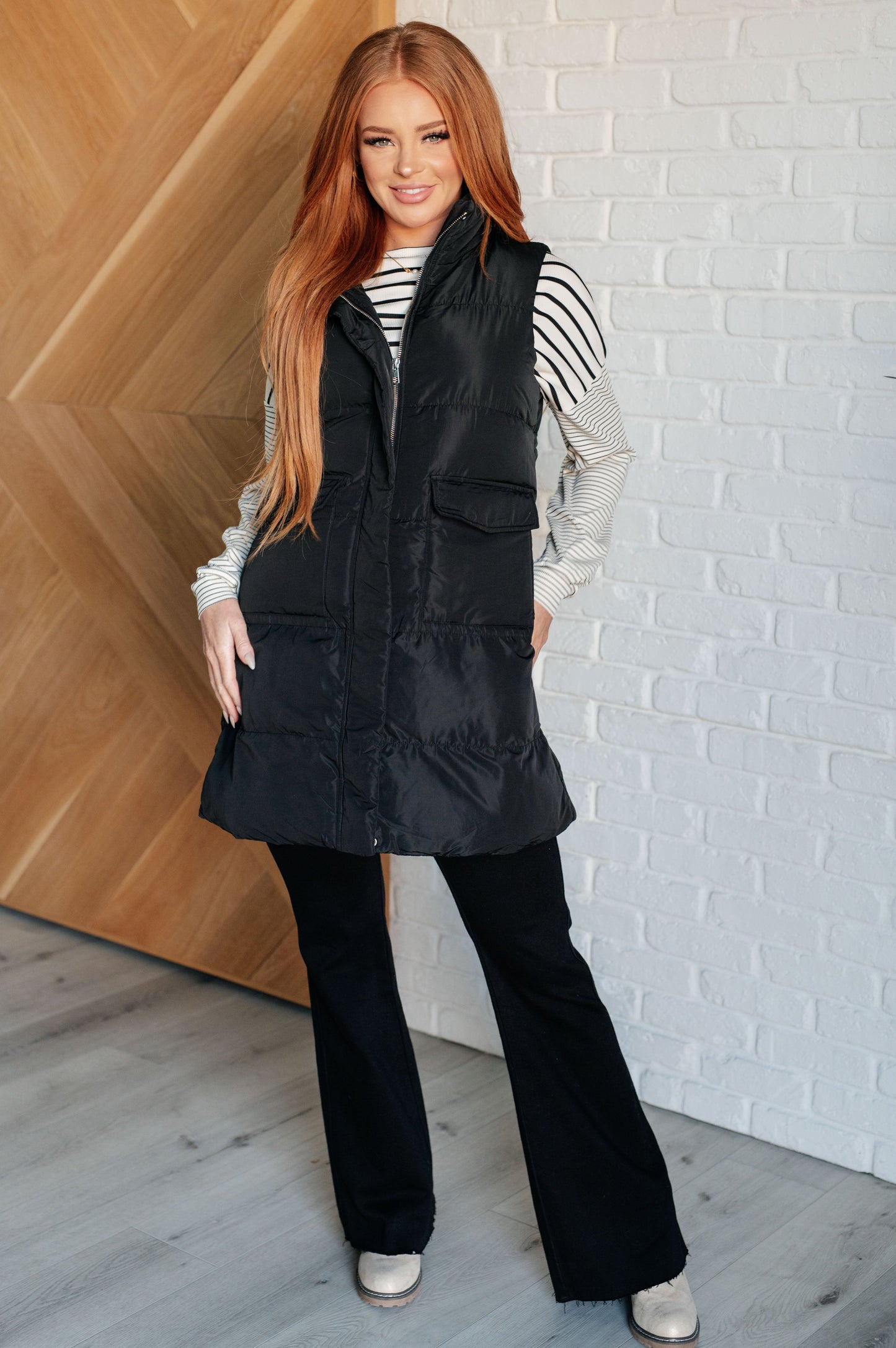 Cold and Calculated Longline Puffer Vest-Layers-Modish Lily, Tecumseh Michigan