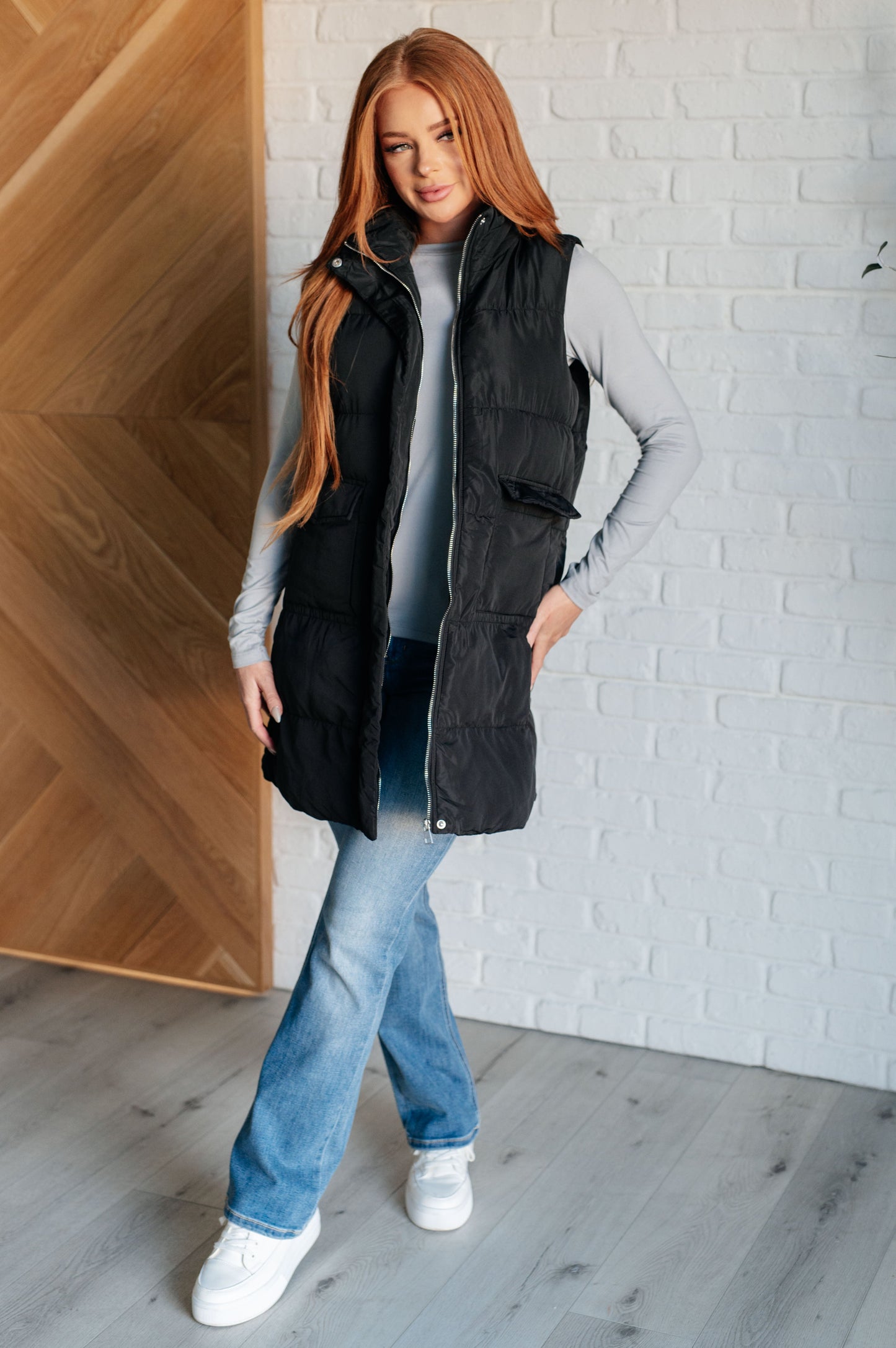 Cold and Calculated Longline Puffer Vest-Layers-Modish Lily, Tecumseh Michigan