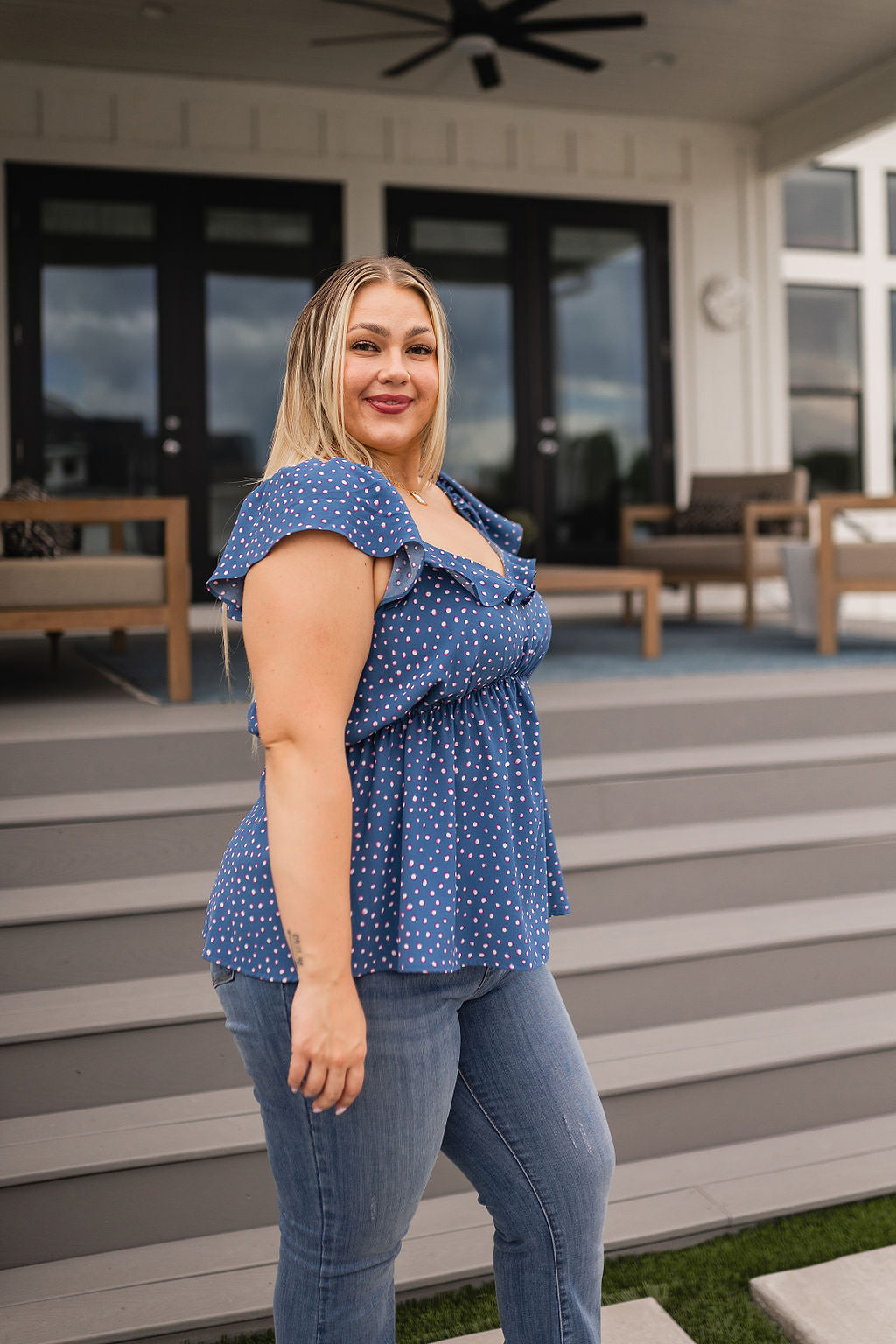 Connect the Dots Peplum Blouse-Tops-Modish Lily, Tecumseh Michigan