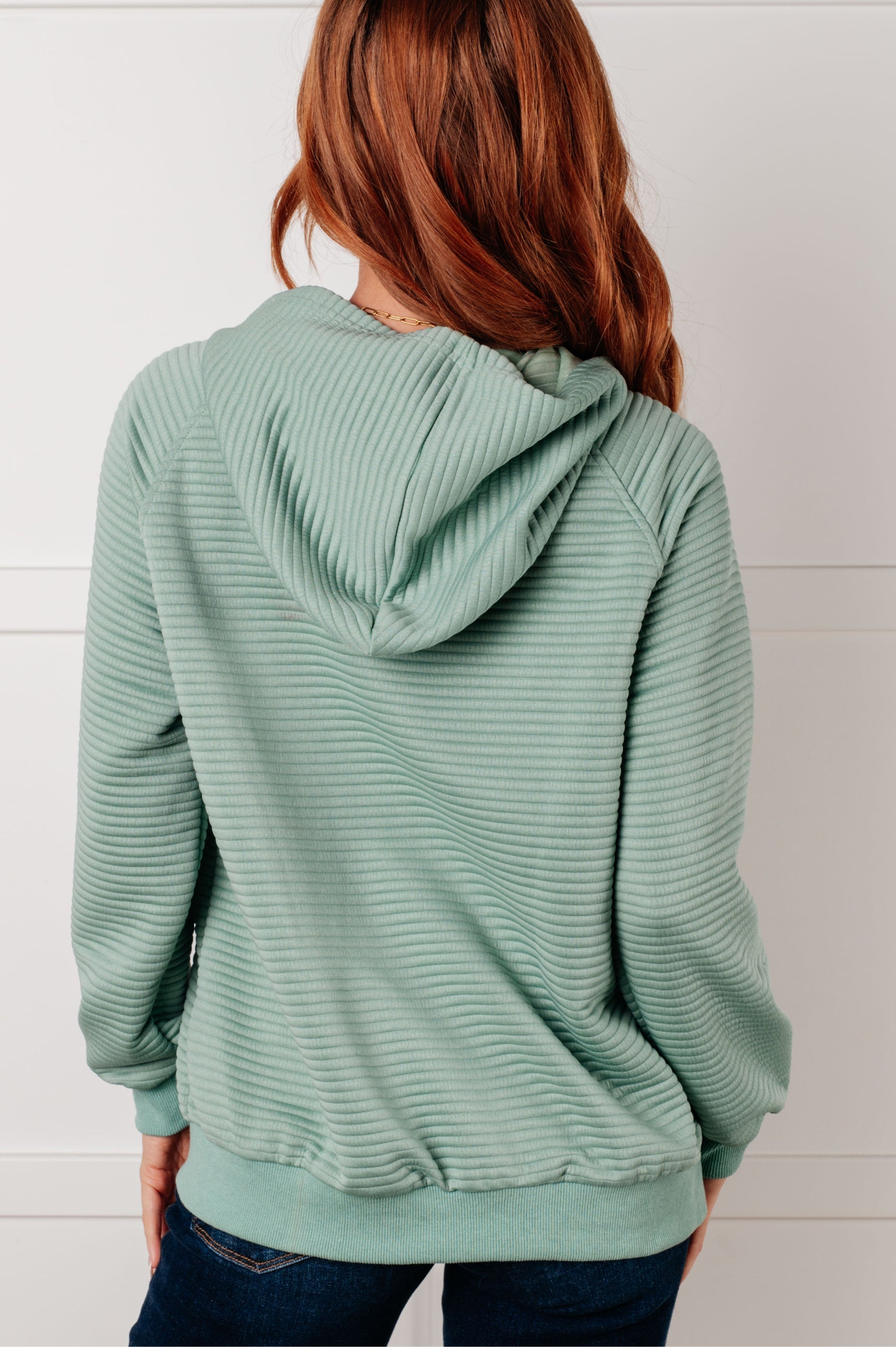 Crosswalk Textured Hoodie in Green-Tops-Modish Lily, Tecumseh Michigan