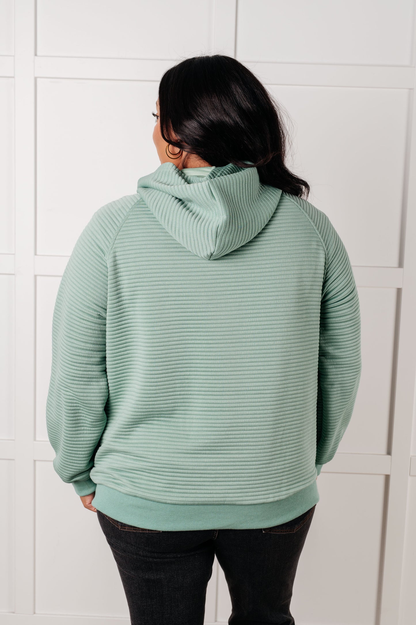 Crosswalk Textured Hoodie in Green-Tops-Modish Lily, Tecumseh Michigan