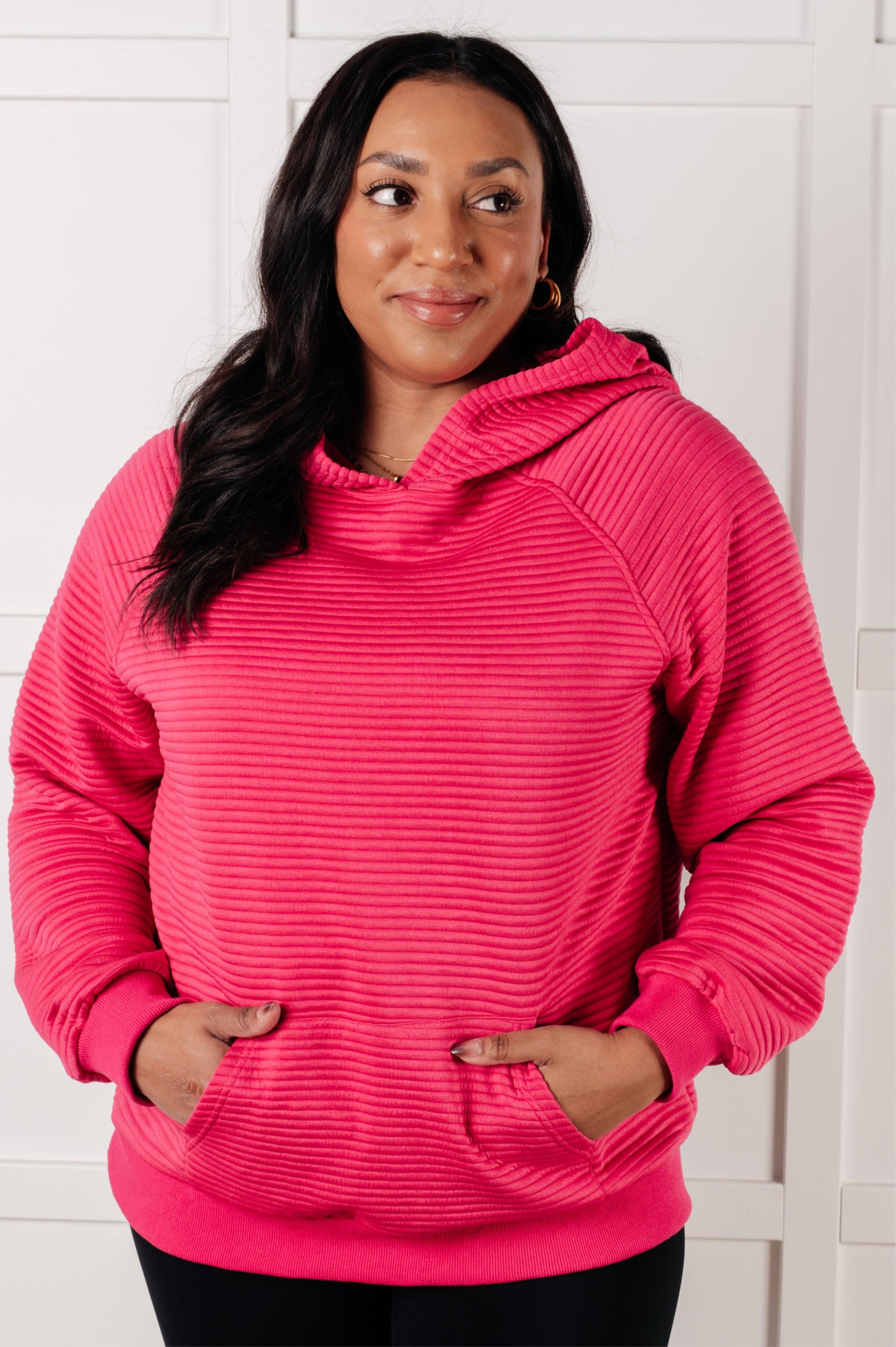 Crosswalk Textured Hoodie in Rose-Tops-Modish Lily, Tecumseh Michigan