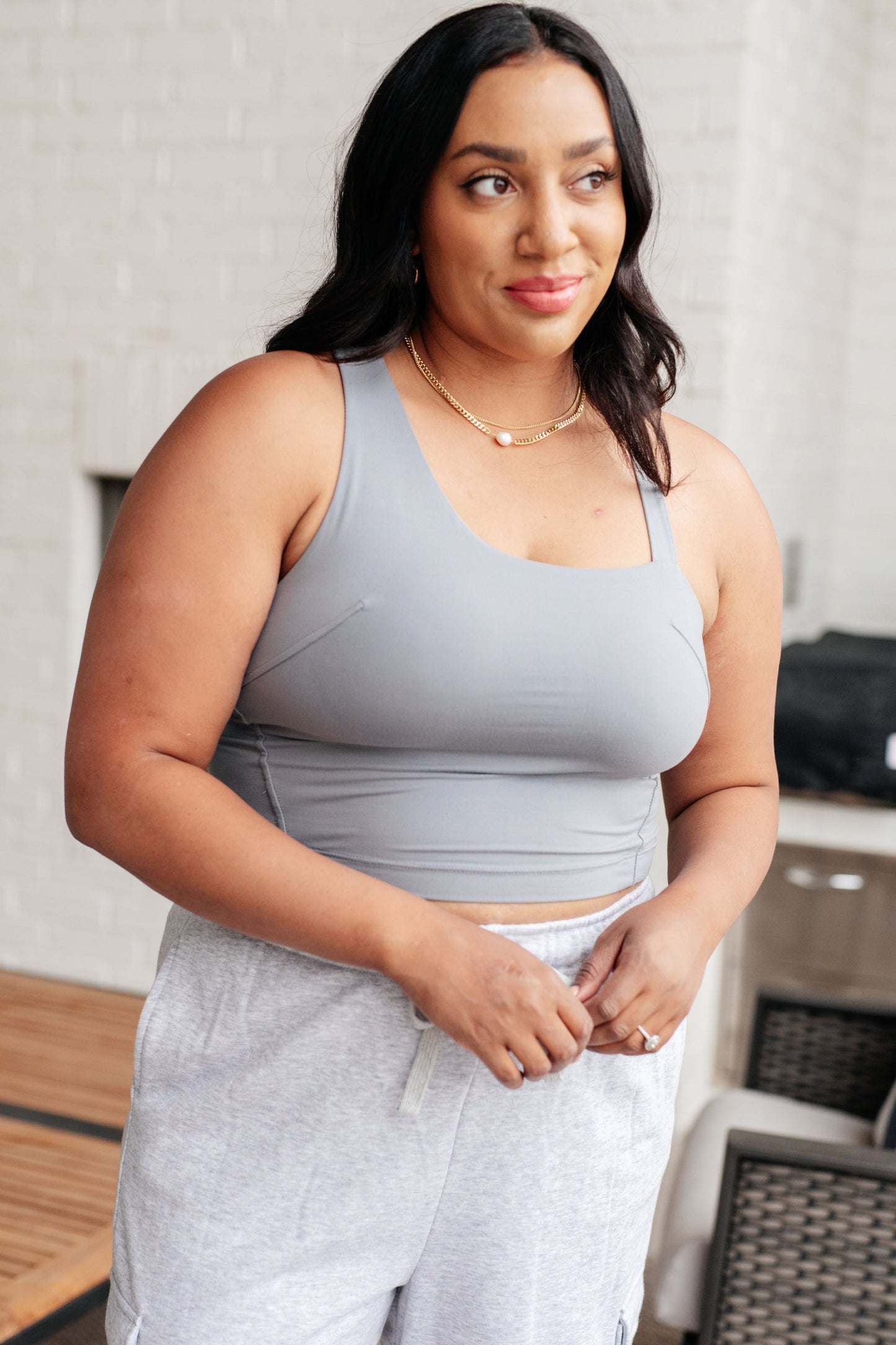 Doing it For Me Asymmetrical Tank in Rhino Grey-Athleisure-Modish Lily, Tecumseh Michigan