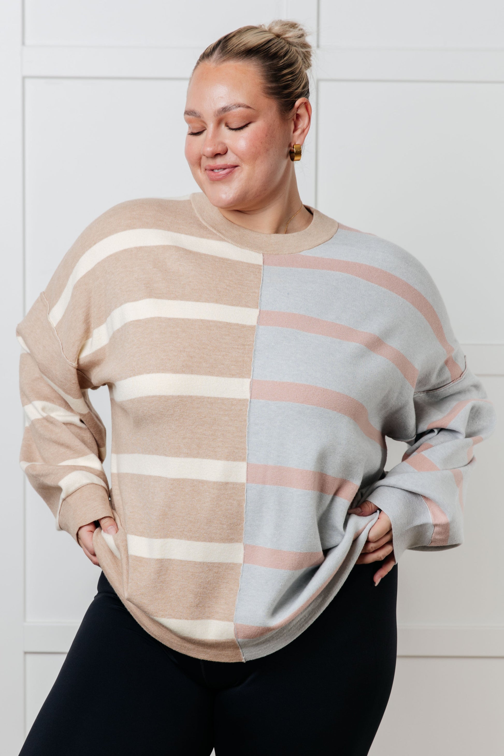 Exceptional Thought Striped Patchwork Sweater-Tops-Modish Lily, Tecumseh Michigan