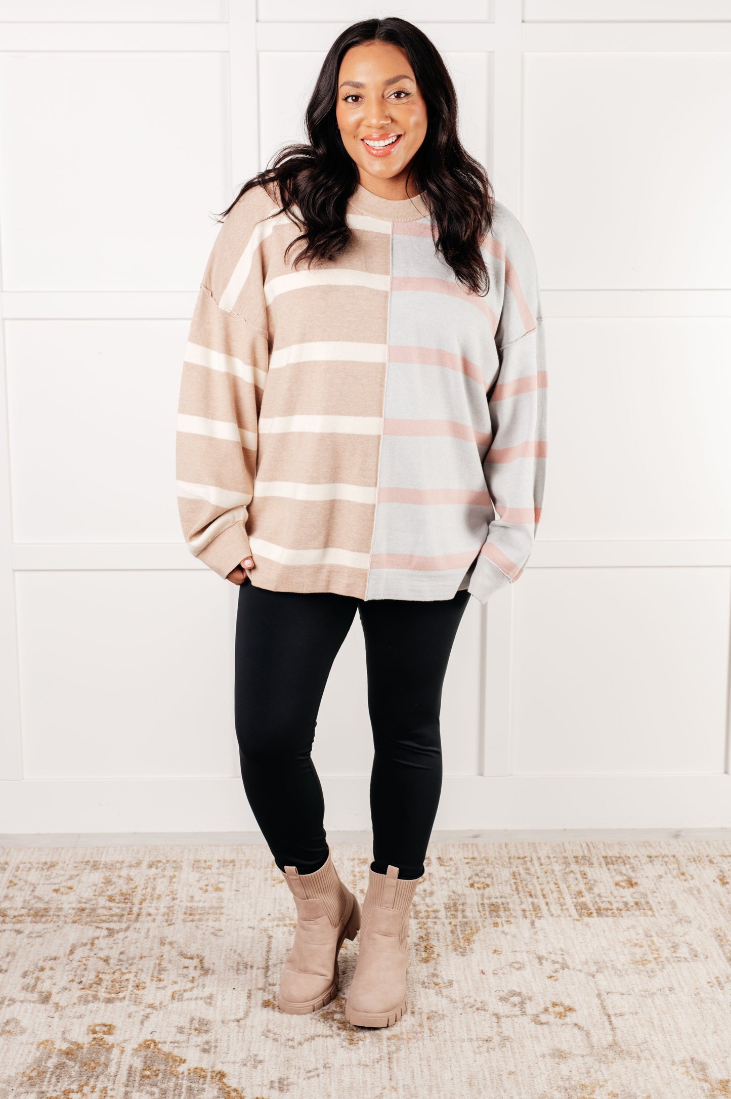 Exceptional Thought Striped Patchwork Sweater-Tops-Modish Lily, Tecumseh Michigan