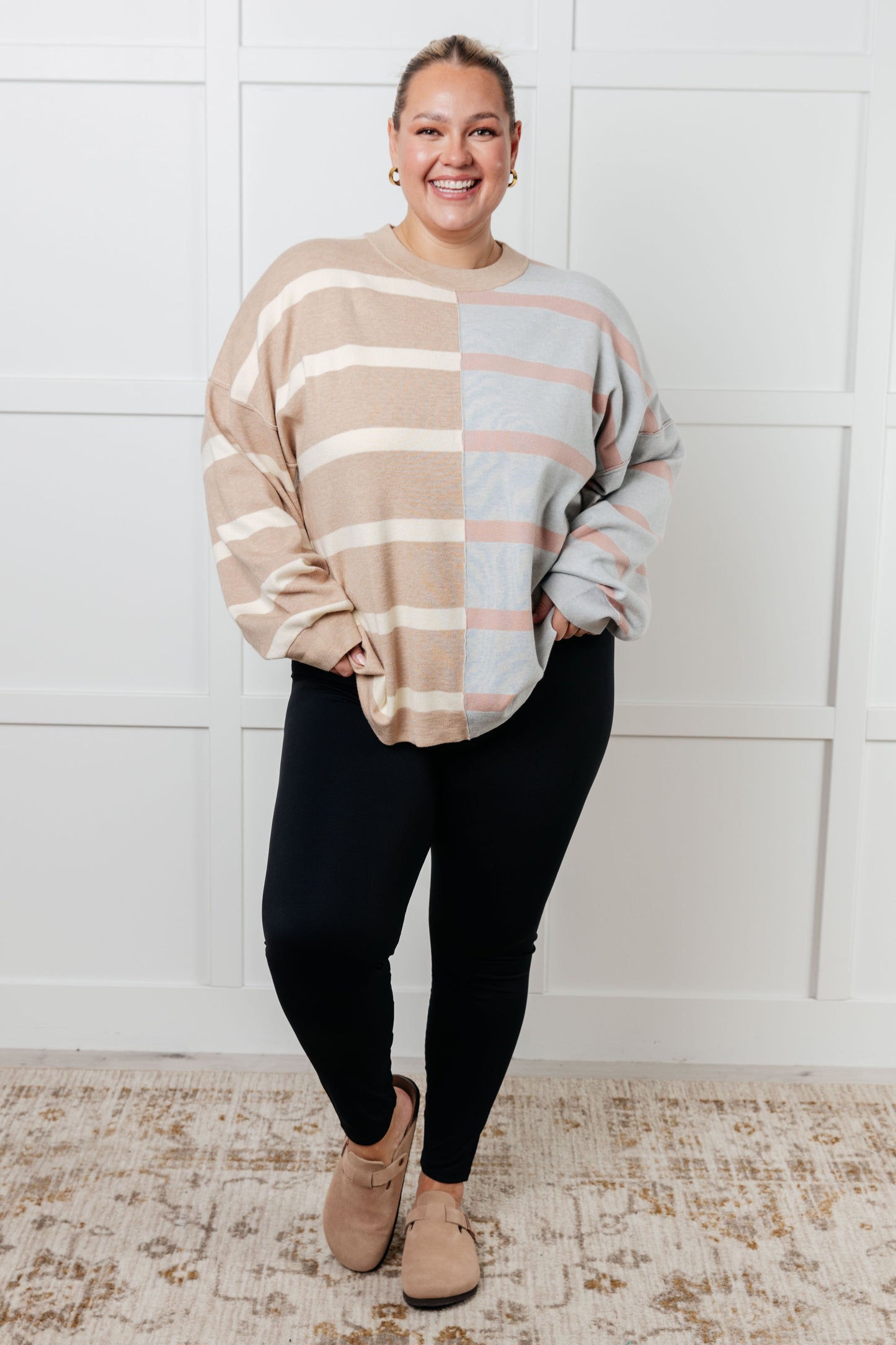 Exceptional Thought Striped Patchwork Sweater-Tops-Modish Lily, Tecumseh Michigan