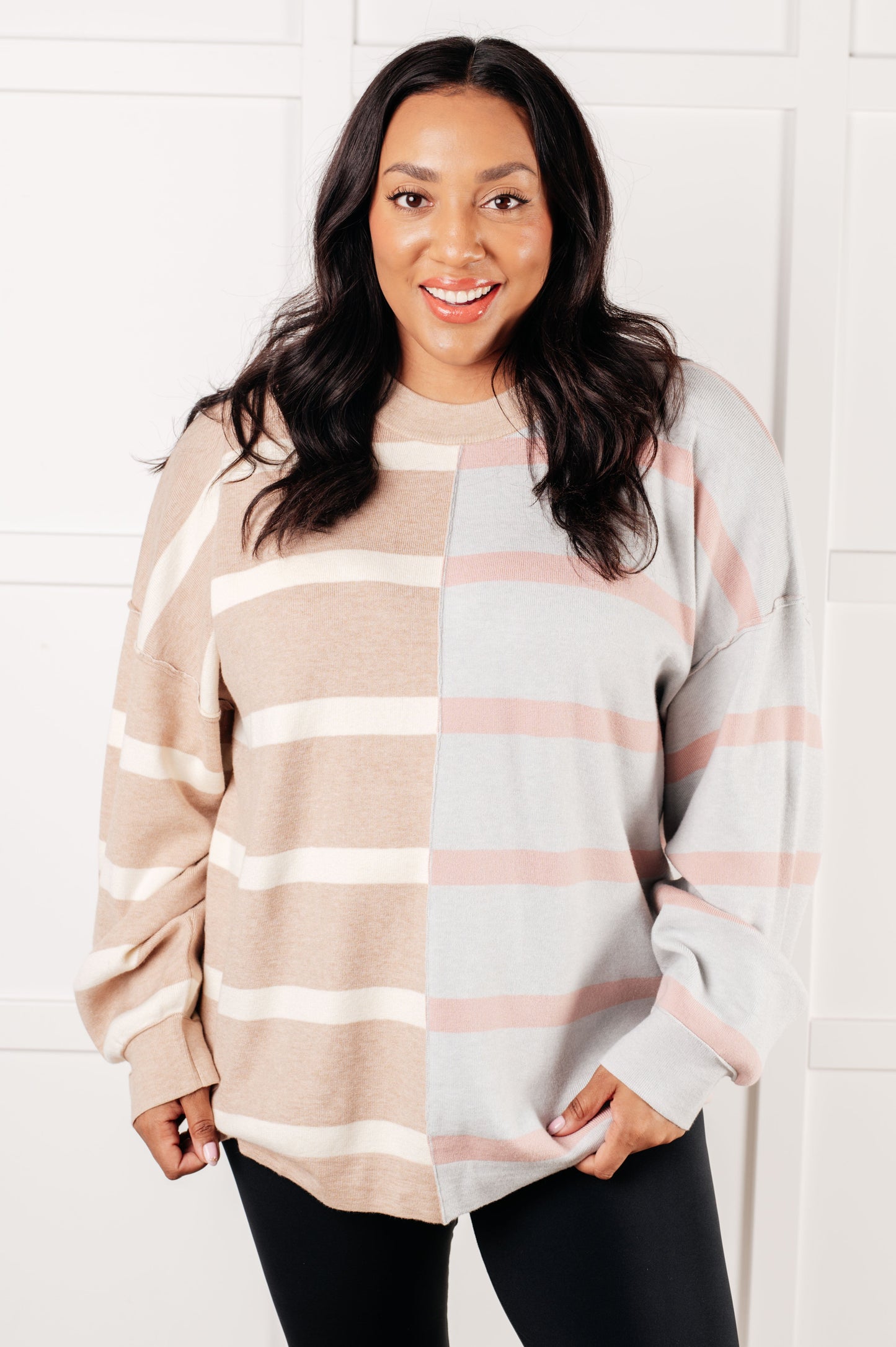 Exceptional Thought Striped Patchwork Sweater-Tops-Modish Lily, Tecumseh Michigan