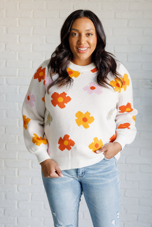 Falling Flowers Floral Sweater-Tops-Modish Lily, Tecumseh Michigan