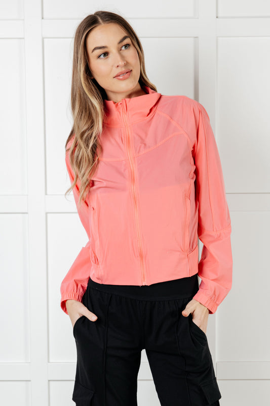 Fit Happens Nylon Tennis Jacket in Coral Rose-Layers-Modish Lily, Tecumseh Michigan