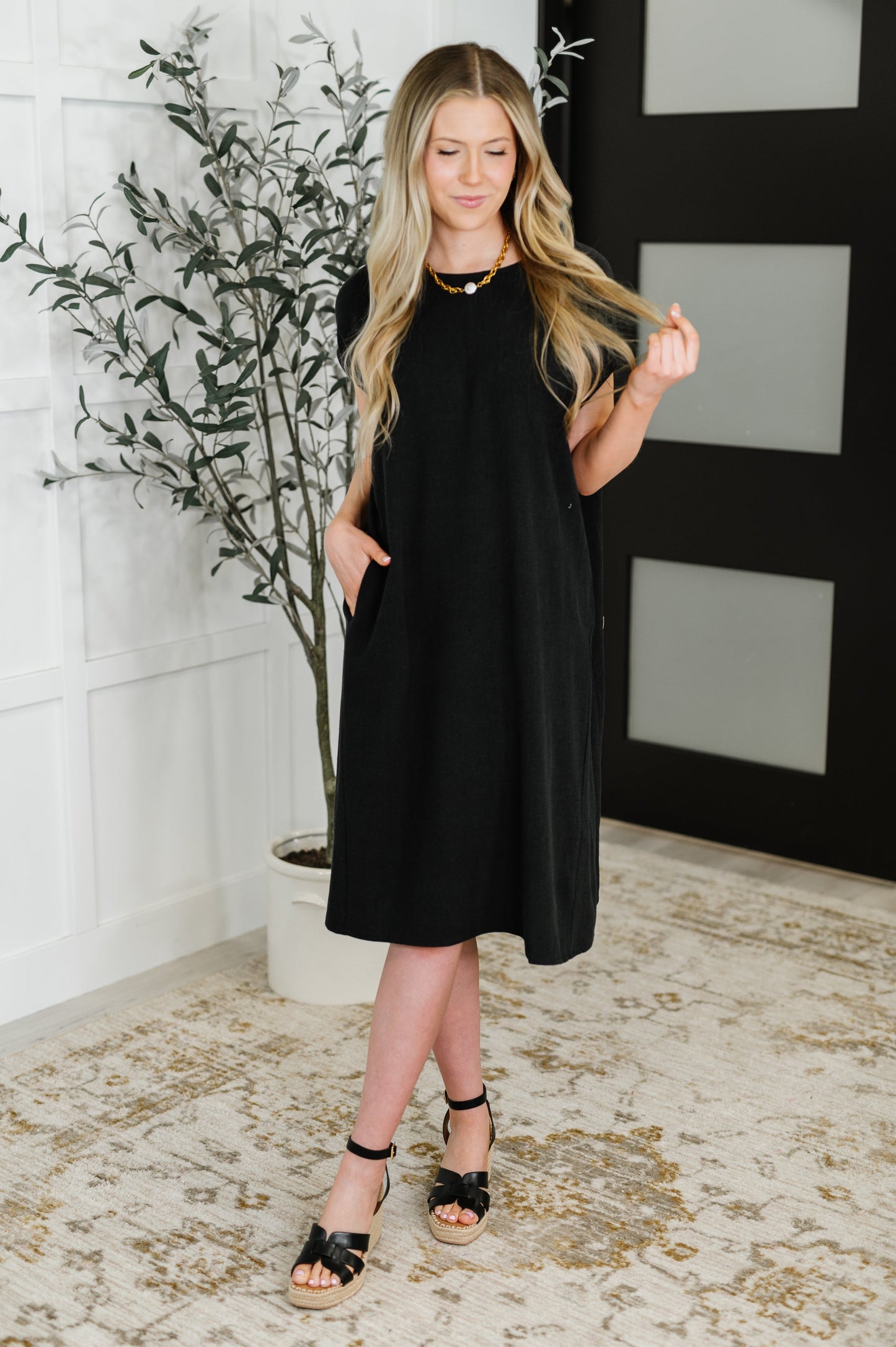 Flatter Me Later Relaxed Dress in Black-Womens-Modish Lily, Tecumseh Michigan