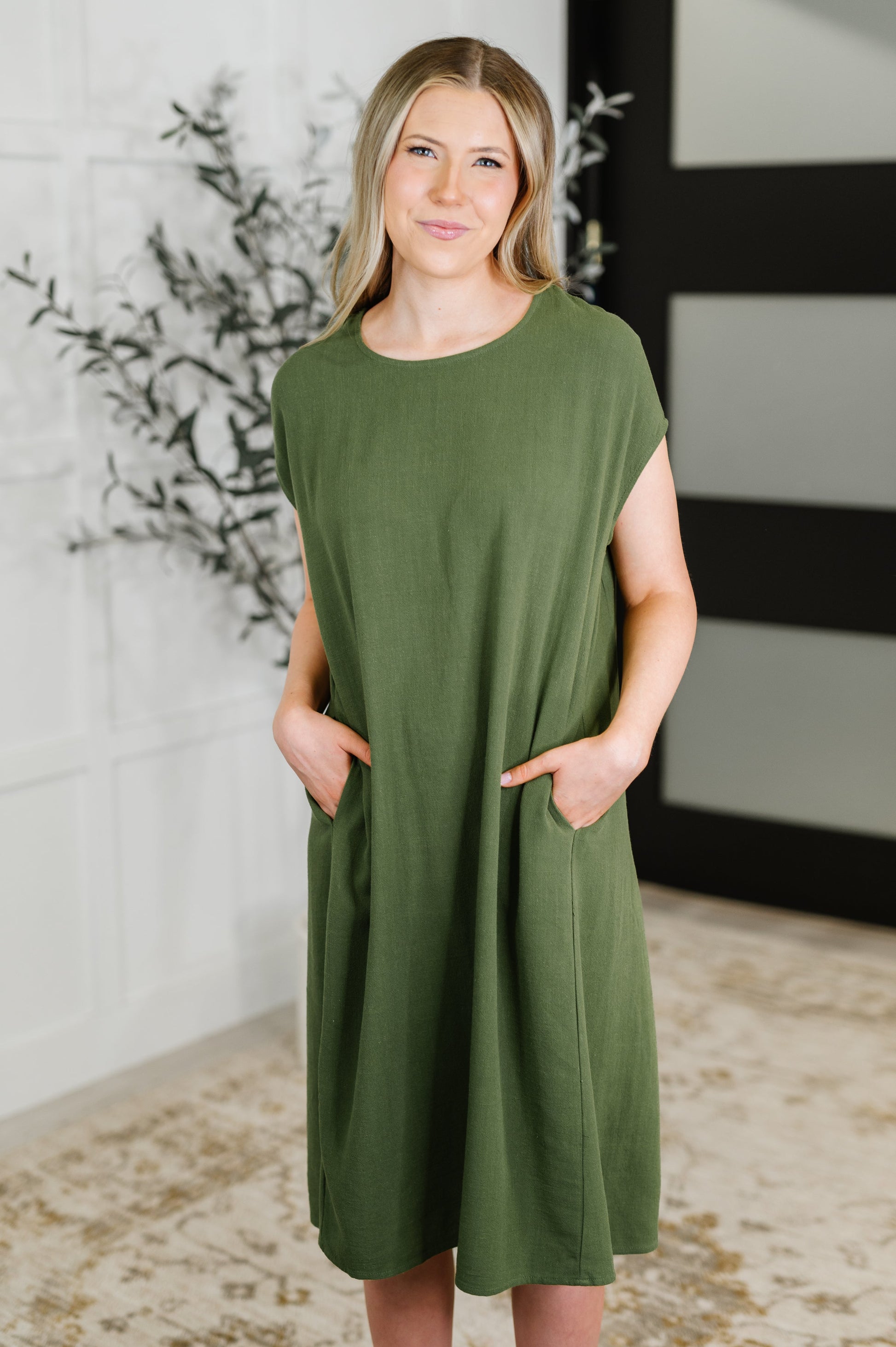 Flatter Me Later Relaxed Dress in Moss-Womens-Modish Lily, Tecumseh Michigan