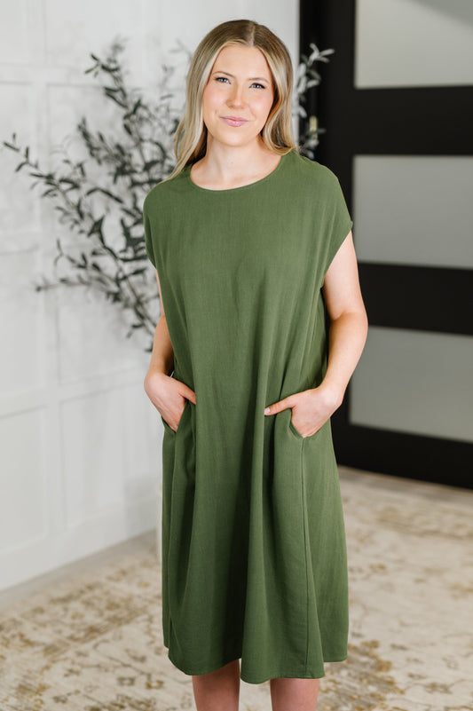 Flatter Me Later Relaxed Dress in Moss-Womens-Modish Lily, Tecumseh Michigan
