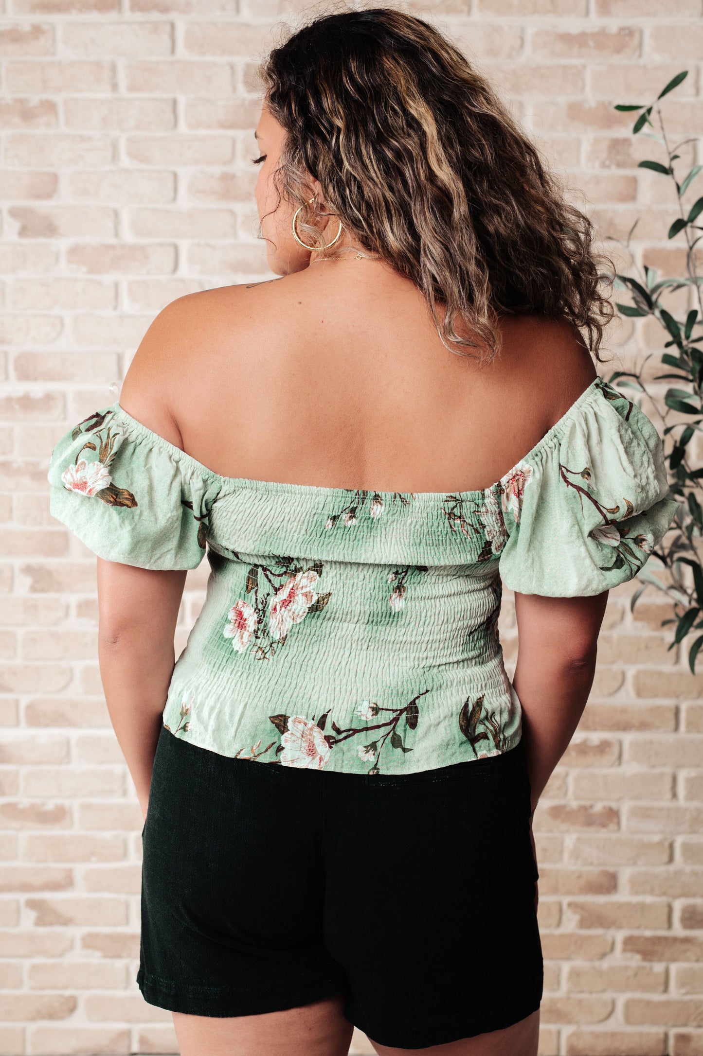 Garden of Eden Balloon Sleeve Top in Sage-Tops-Modish Lily, Tecumseh Michigan