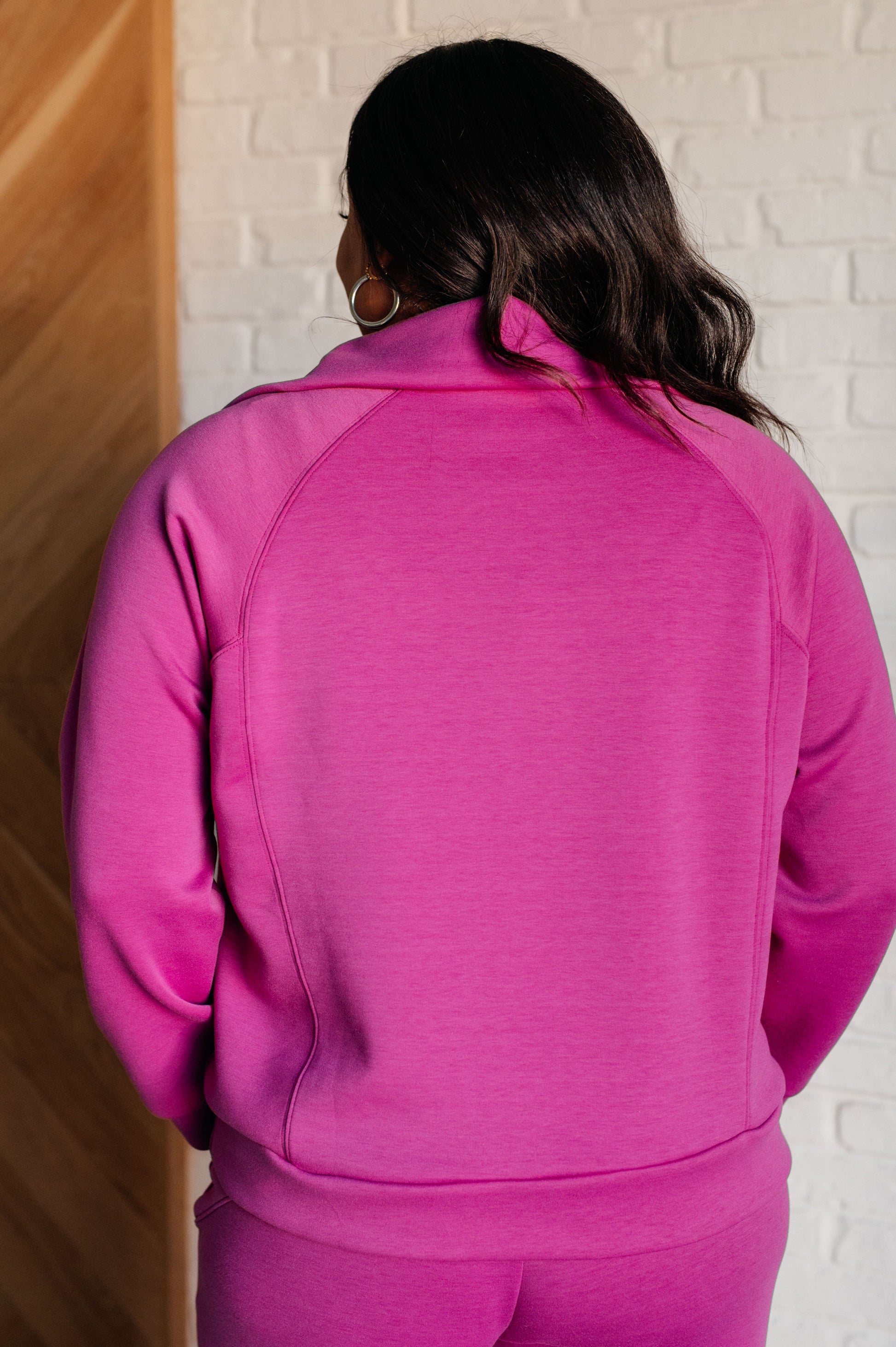 Hamptons Travel Half Zip Pullover in Magenta-Athleisure-Modish Lily, Tecumseh Michigan