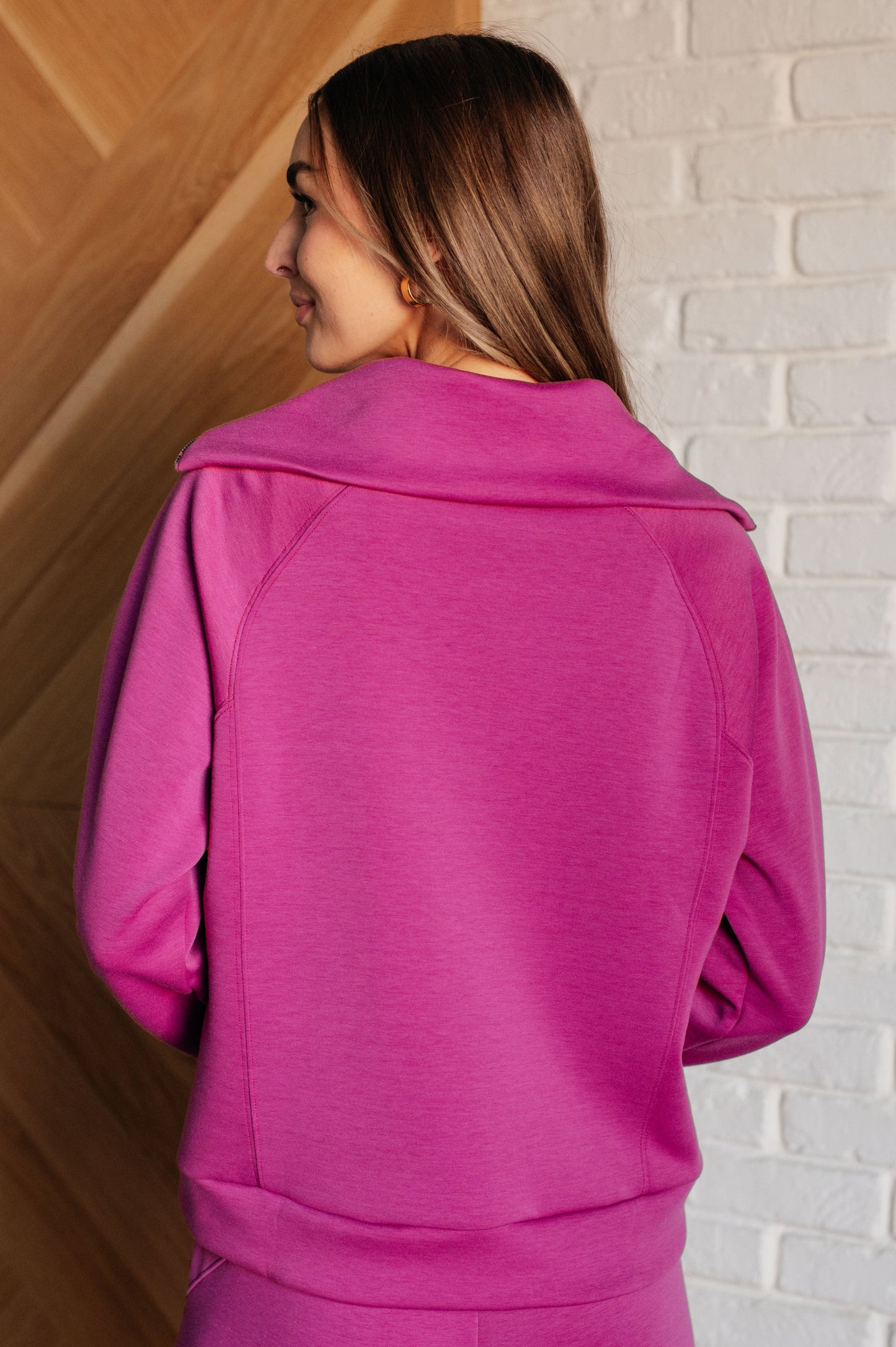 Hamptons Travel Half Zip Pullover in Magenta-Athleisure-Modish Lily, Tecumseh Michigan