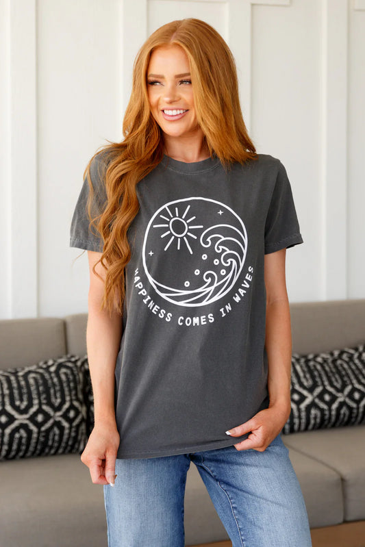 Happiness Comes in Waves Tee-Tops-Modish Lily, Tecumseh Michigan